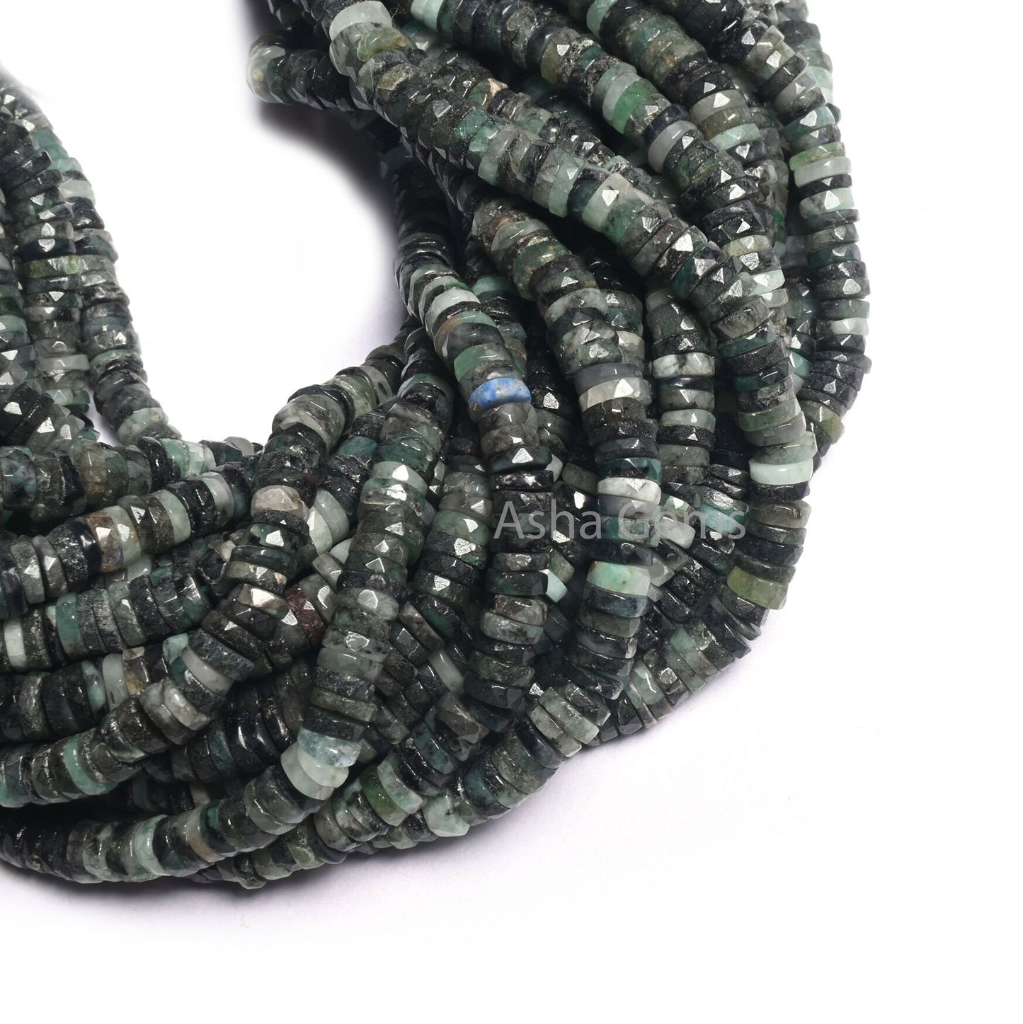 Natural Emerald Faceted Tyre Shape Beads, Sakota Emerald Shaded Indian Cut Heishi Tyre Gemstone Beads, Emerald Disc Bead Jewelry Making SALE