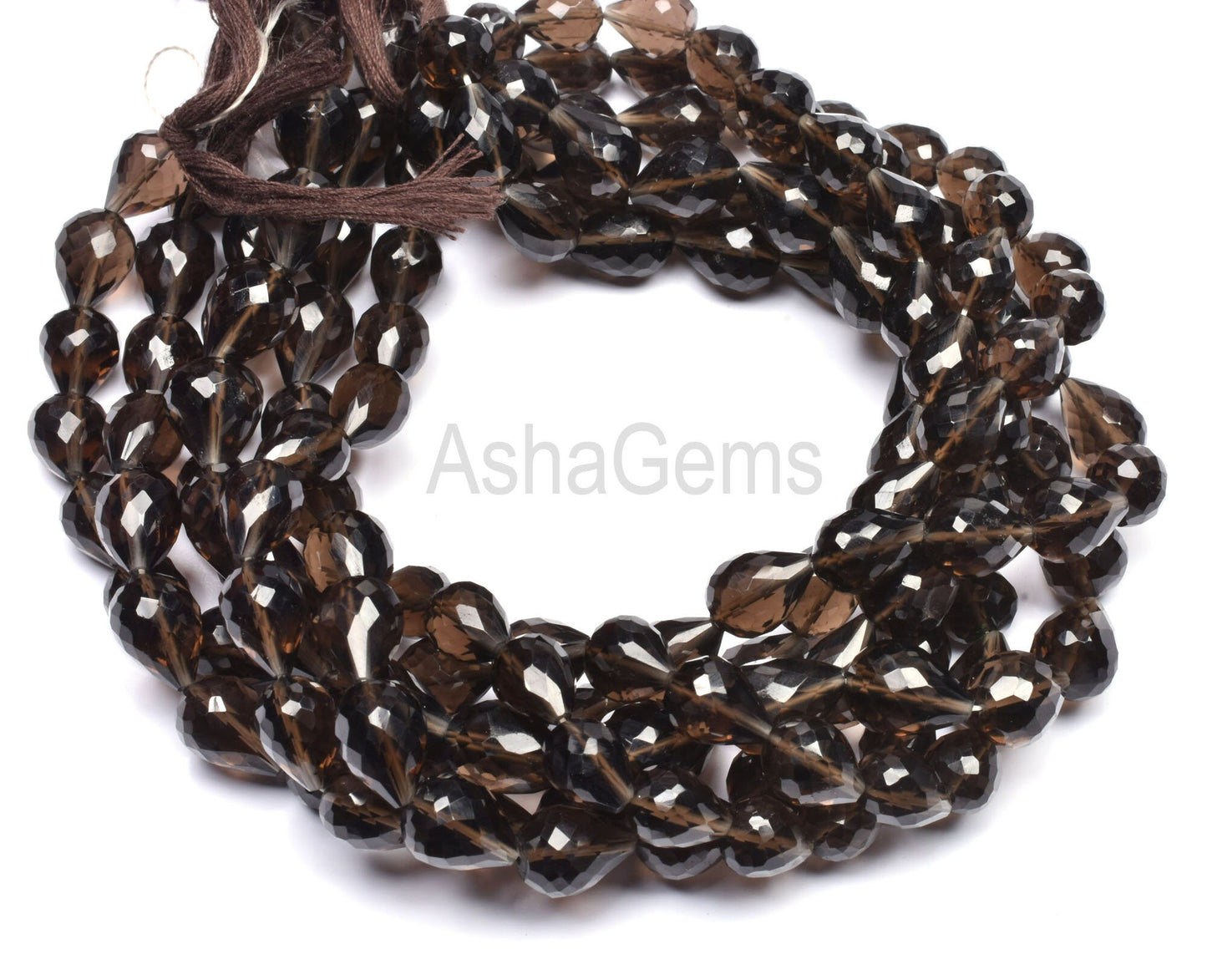 AAA Smoky Quartz Faceted Drops Shape Beads,10 inch Strand, Natural Smoky Teardrop Beads, Straight Drill Beads, Smoky Beads Faceted T Drill