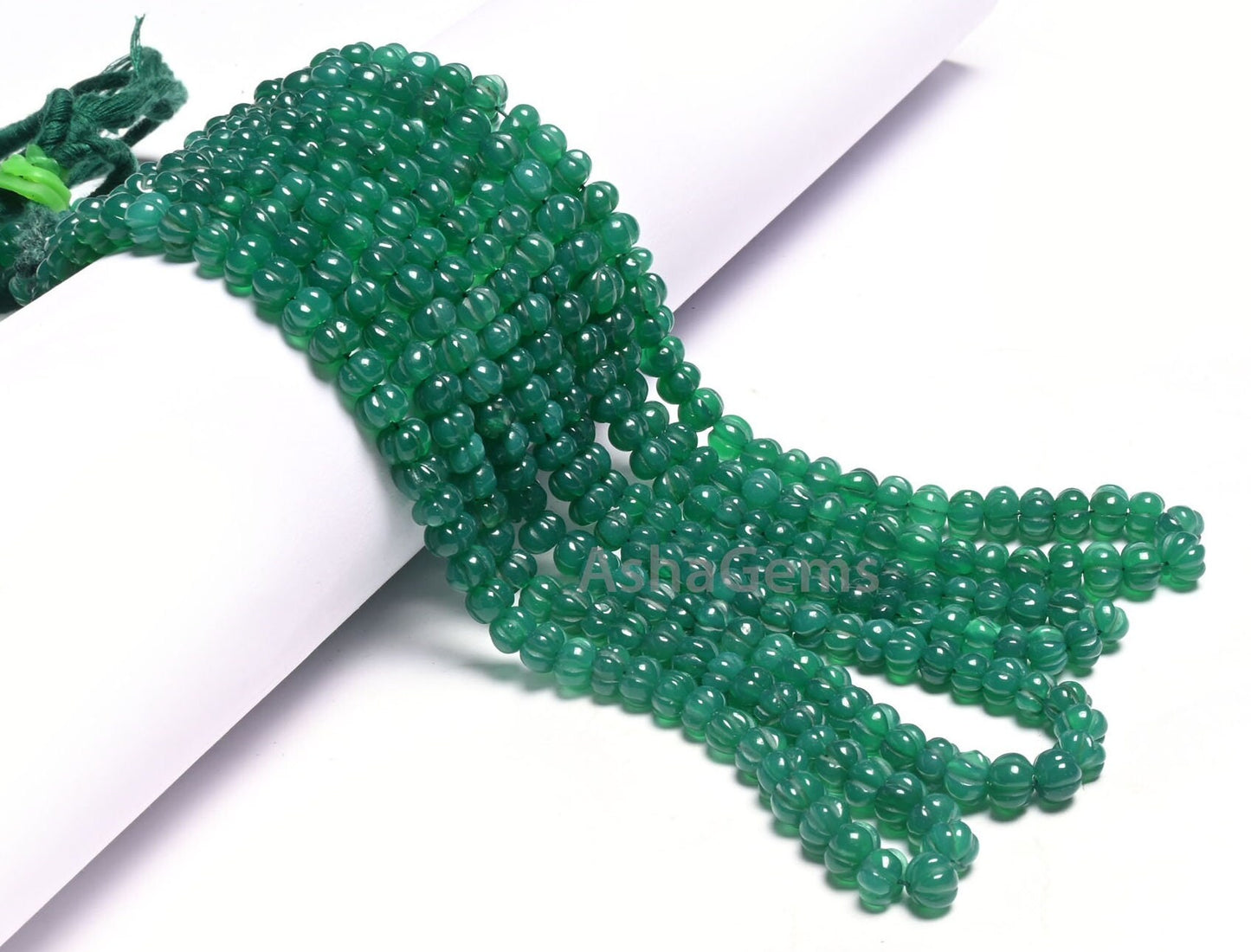 Beautiful Green Onyx Carving Watermelon Beads, Onyx Handmade Carved Rondelle Beads Green Onyx Carve Pumpkin Gemstone Bead Jewelry Craft SALE