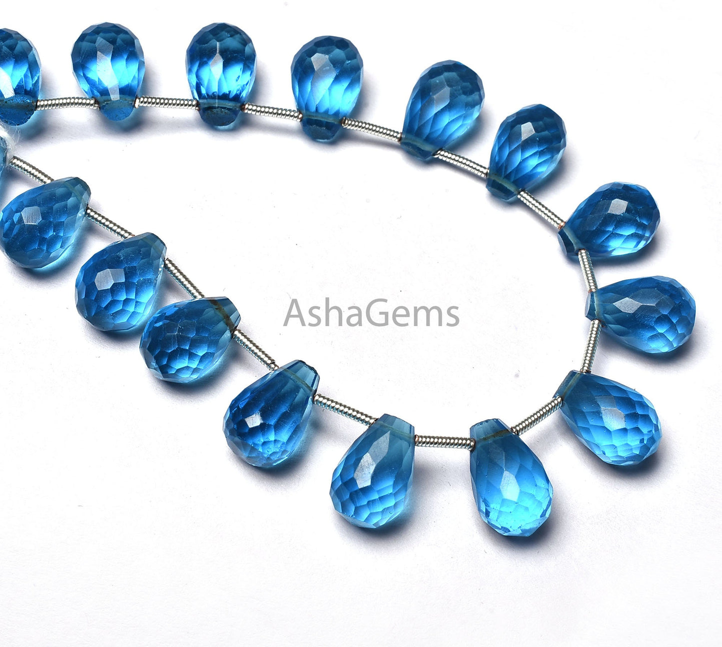 Beautiful Blue Topaz Hydro Faceted Drops Shape Beads,8" Strand Topaz Hydro Briolette beads, flat Top Drops Shape beads For Jewelry makings