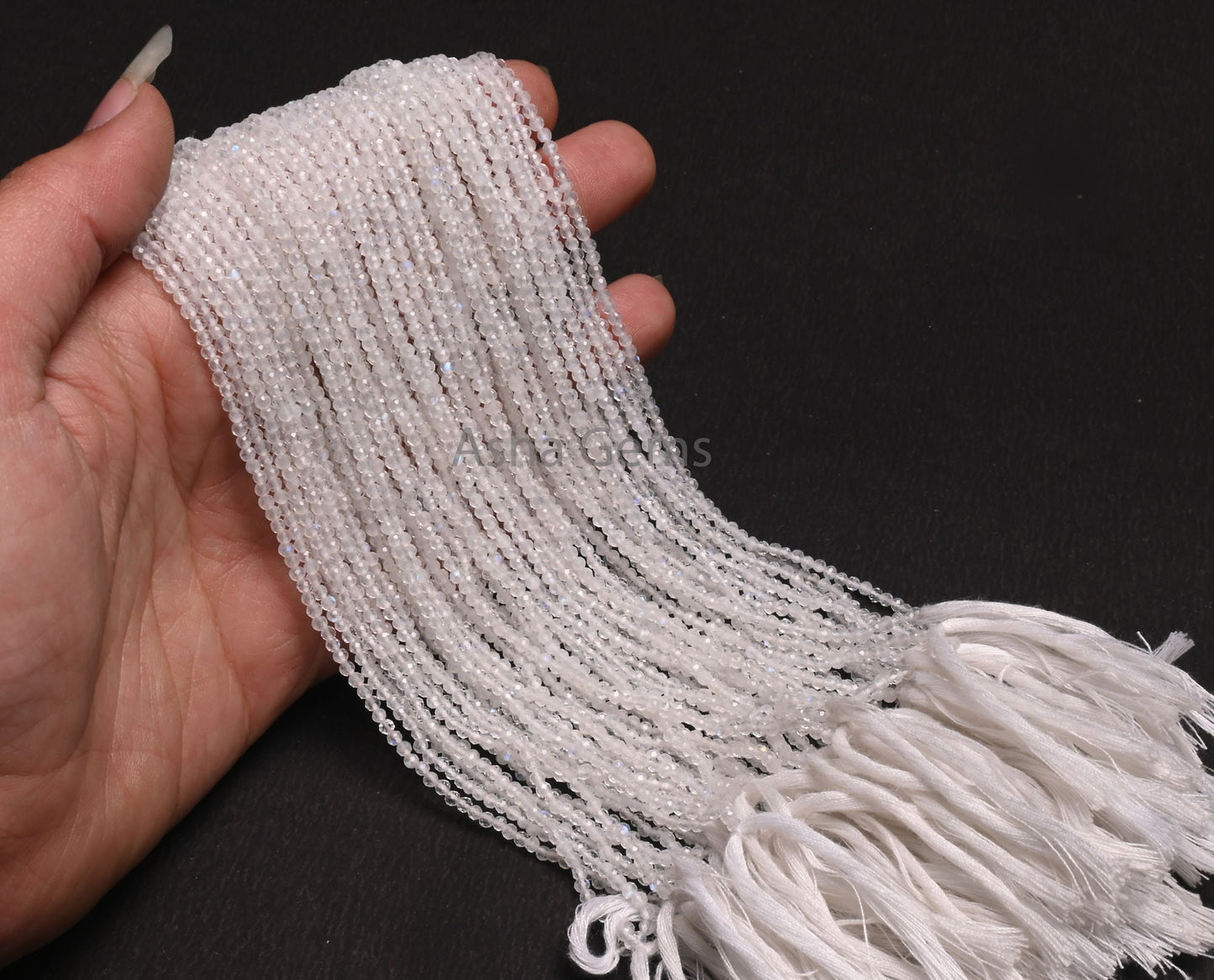 AAA Rainbow Moonstone Micro Cut Faceted Rondelle Beads,2.2mm Natural Blue Fire Rainbow Machine Cut Gemstone Beads,White Rainbow Bead Jewelry