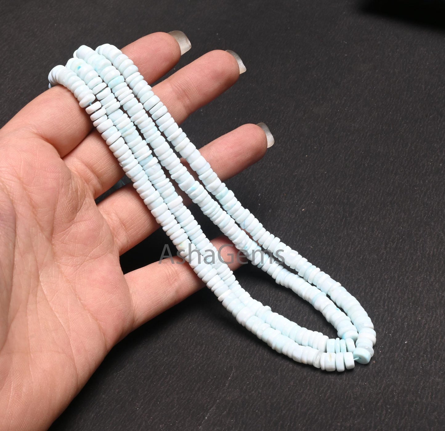 6 mm Beautiful Light Peru Blue Opal Smooth Tyre Handmade Beads, Sky Blue Opal Plain Flat Wheel Shape Gemstone Opal Bead Jewelry Making Craft