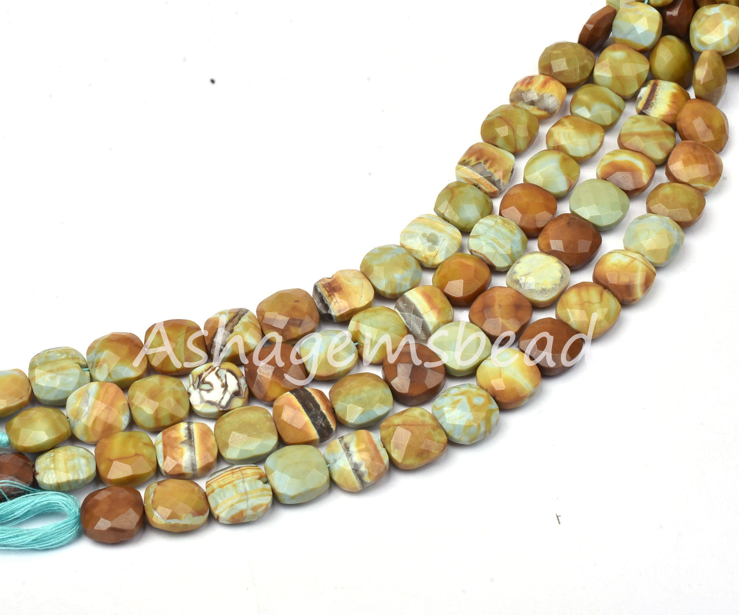 Beautiful Green Boulder Opal Faceted Cushion Shape Beads,11-14 mm,Boulder Opal Fancy Shape Cushion Beads,Opal Gemstone Beads For Jewelry,8"