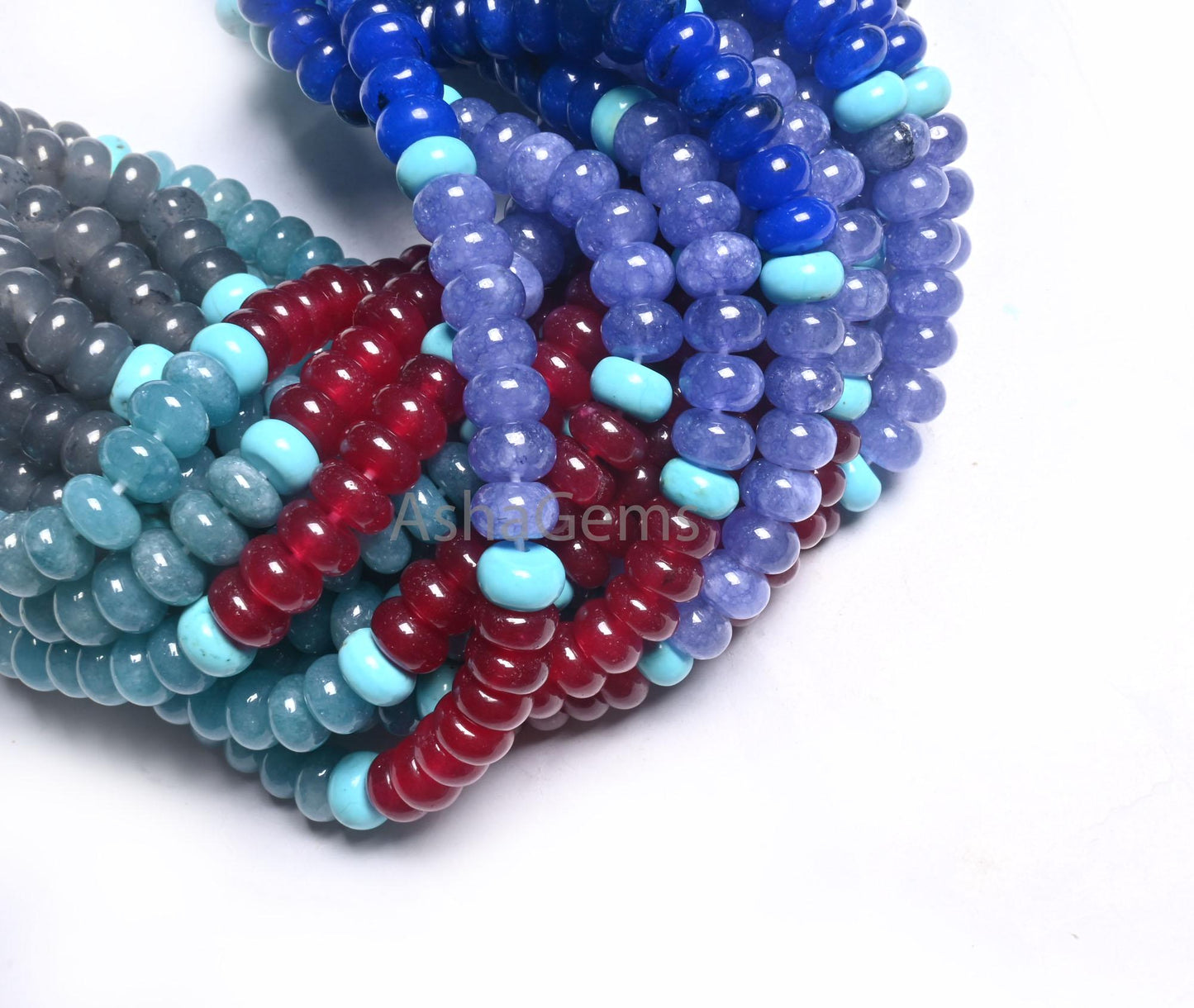 8 mm Beautiful Multi Blue Quartz Smooth Rondelle Beads, AAA mix Color Disco Shaded Blue Cherry Red Quartz Gemstone Beads Jewelry Crafts SALE (AG 12313 )