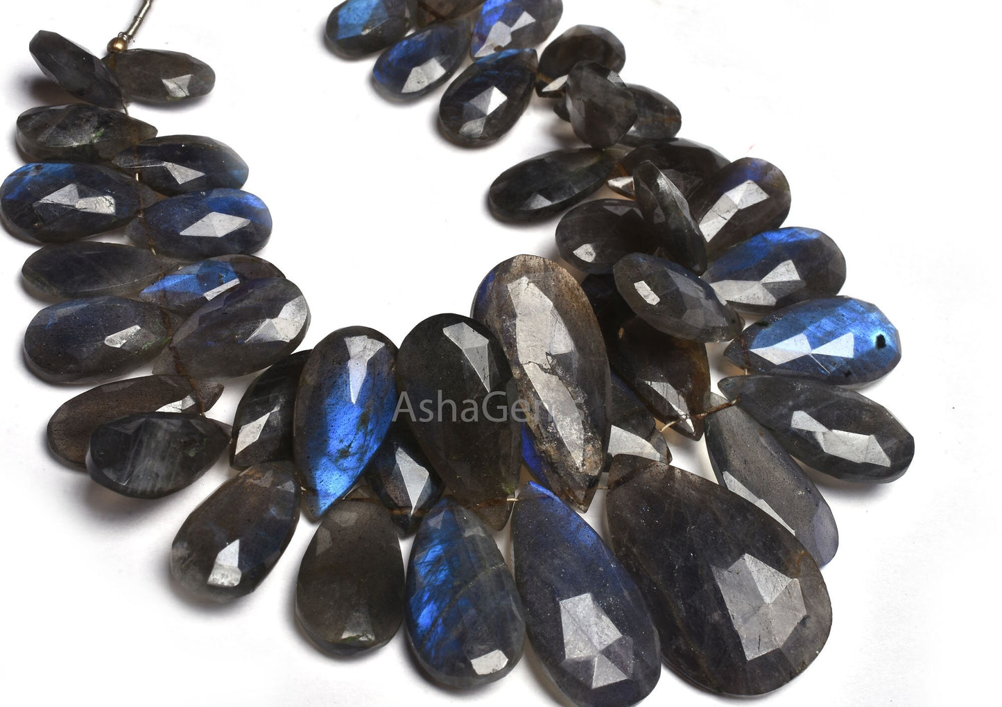 Labradorite Faceted Pears Side Drill Beads, Natural Blue Fire labradorite Teardrop Beads, Flashy Black rainbow Pear Briolette Jewelry Crafts