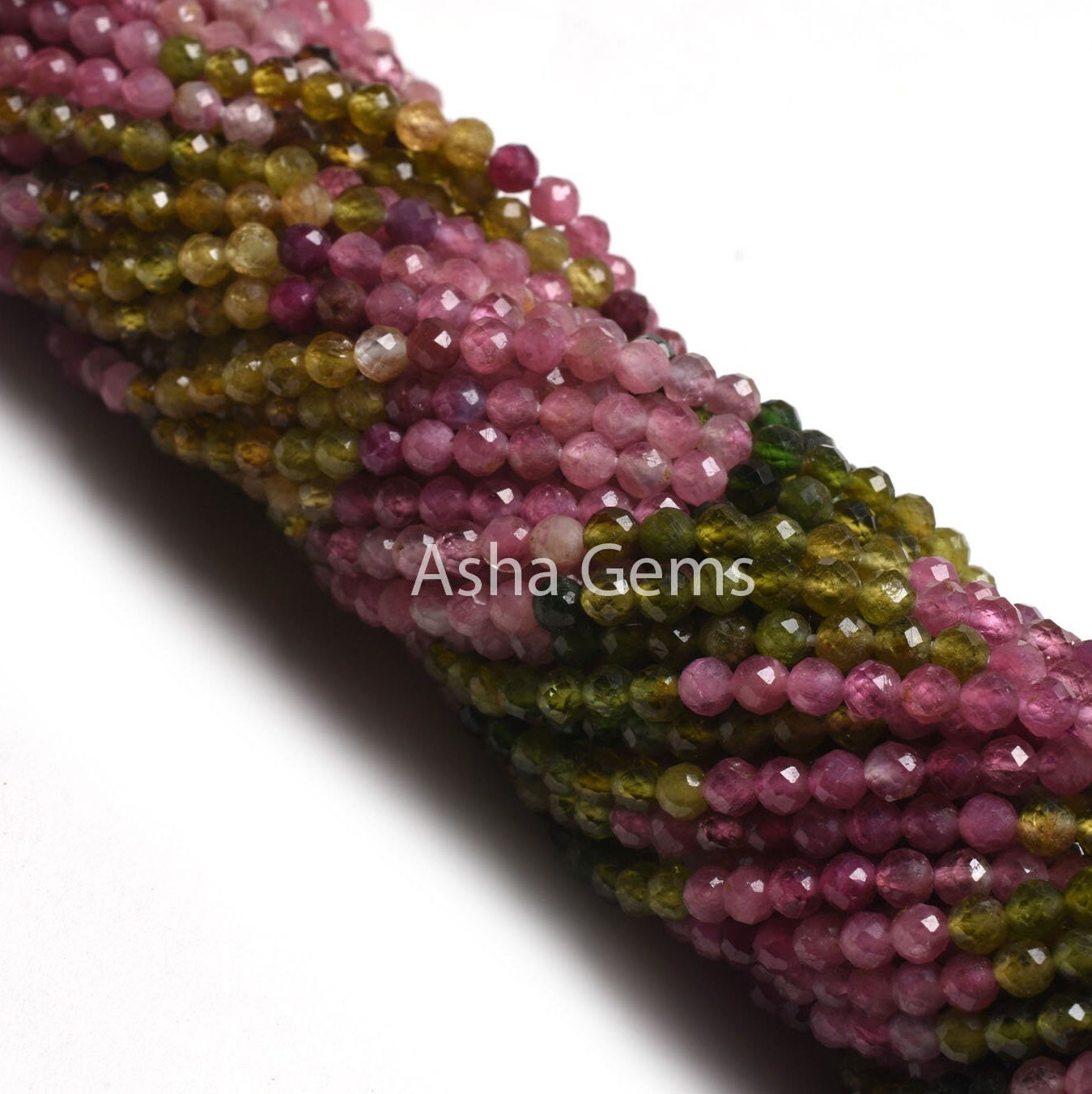 Fine Tourmaline Machine Cut Round Ball Beads,3.5 mm Multi Tourmaline Micro Cut Faceted Gemstone Beads, Real Tourmaline Bead Jewelry Necklace