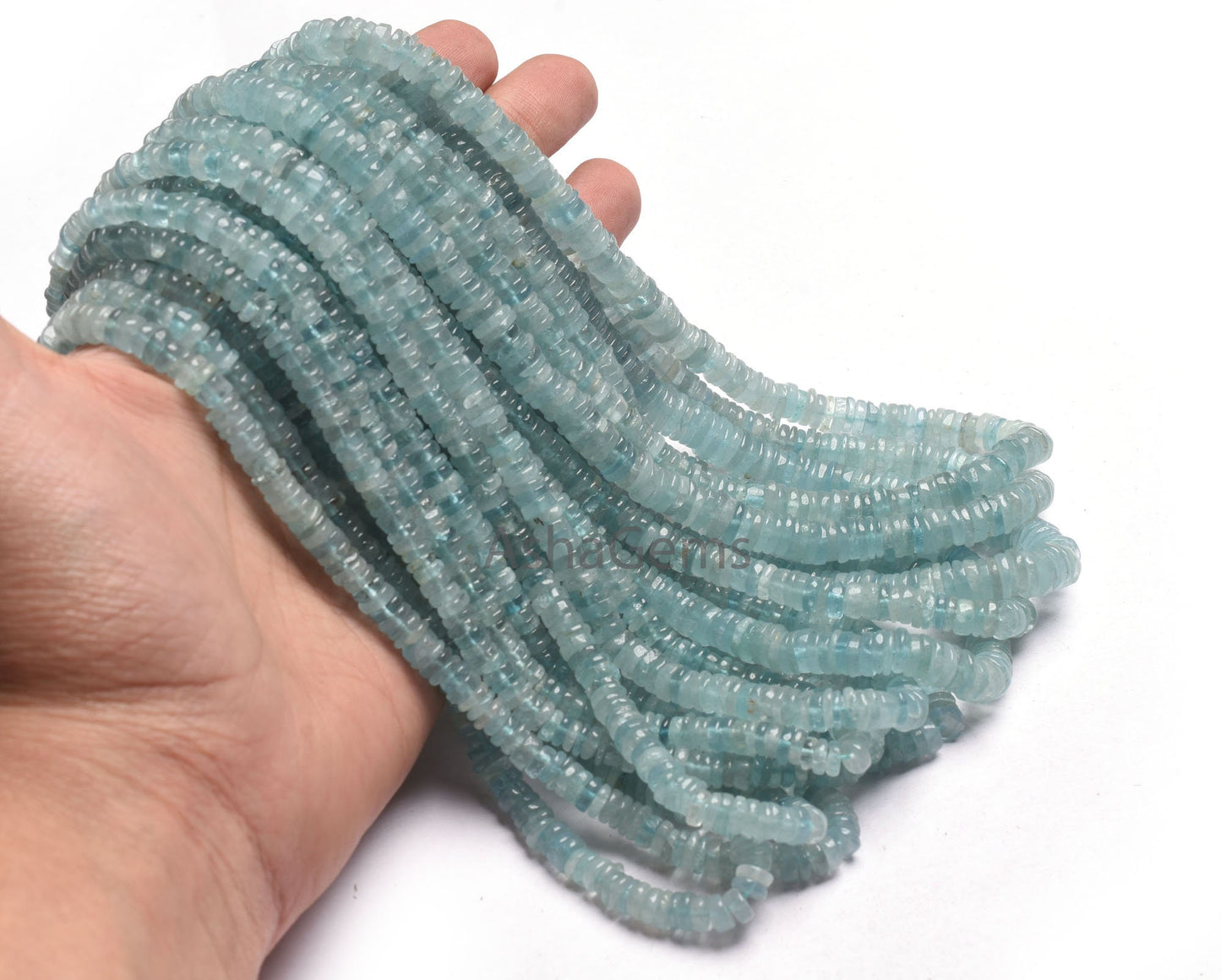Beautiful Blue Aquamarine Tyre Shape Gemstone Beads, Natural aquamarine Beads, Aquamarine Smooth heishi Tyre Beads Handmade Wheel Beads SALE