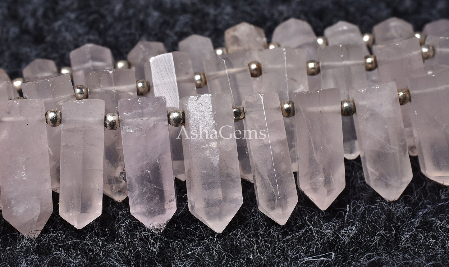 Beautiful Pink Rose Quartz Faceted Bullet Shape Beads,Rose Quartz Fancy Shape Beads, Pink Gemstone Pencil Beads, Jewelry Making Craft, SALE