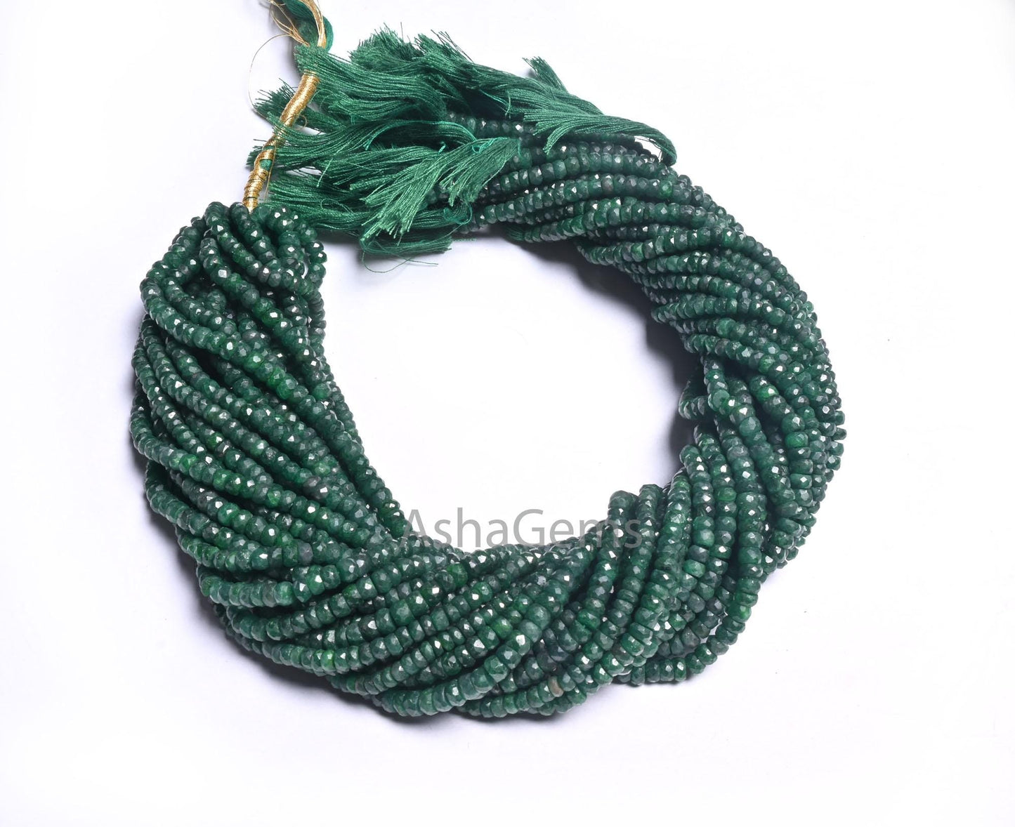 Fine Quality Green Emerald Corundum Faceted Rondelle Shape Beads, Emerald Corundum Indian Cut Gemstone Beads, Emerald Beads Necklace Jewelry