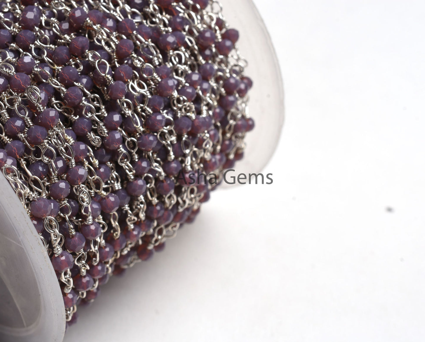 Rosary Chain AAA Dark Lavender Hydro Rondelle Faceted Micro Cut Beads Chain Silver Plated Wire Wrap Jewelry Making Chain Rosary Crafts SALE