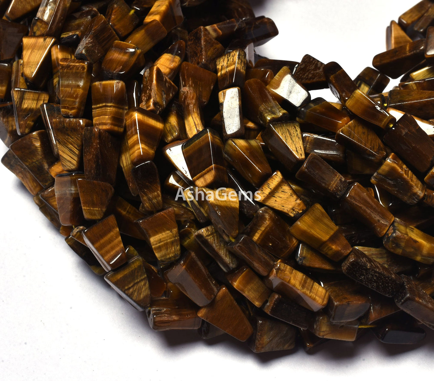 Beautiful Tiger Eye Smooth Fancy Shape Gemstone Beads,13", Tiger Eye Handmade Triangle Shape Beads Indian, Tiger Eye Beads For Jewelry Craft