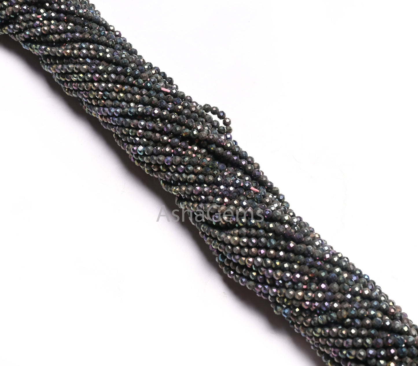 2 mm Beautiful Pink Mystic Coated Spinel Micro Cut Faceted Rondelle Gemstone Beads, Natural Black Spinal Coated Micro Cut Tiny Beads Jewelry