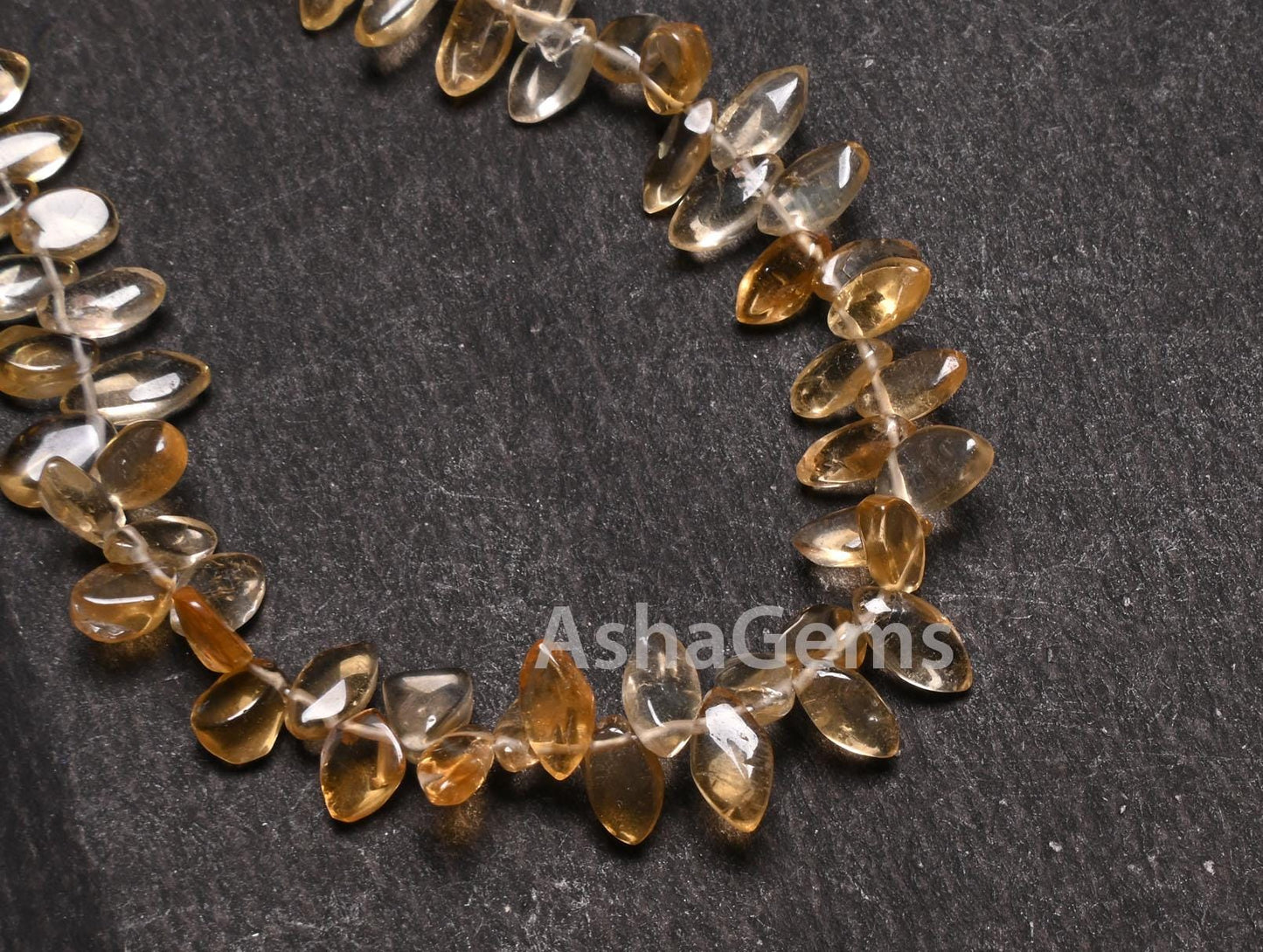 Natural Yellow Citrine Smooth Marquise cabochon Side Drill Beads,8" Fine Citrine Quartz Plain Handmade Marquise Gemstone Beads Jewelry Craft