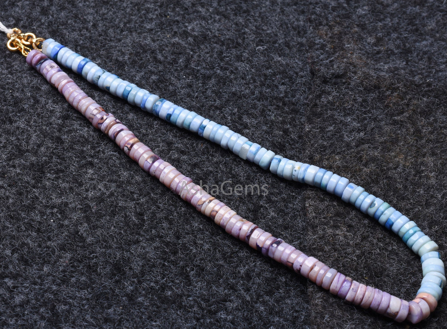 beautiful Opal Smooth Tyre Shape gemstone Beads necklace,8 mm Shaded Sky Blue-Lavender Opal Plain Handmade Flat Tyre Opal bead Necklace SALE
