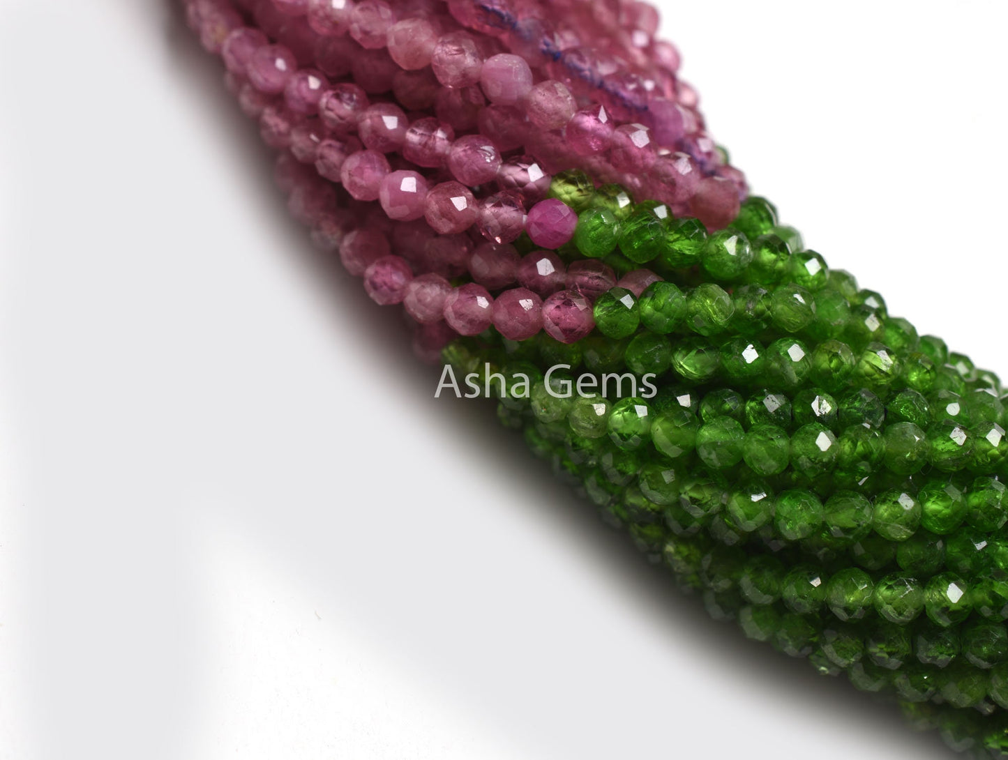 2.4 mm Natural Pink Tourmaline,13" Green Chrome Diopside Micro Cut Faceted Gemstone Beads, Rare Chrome Tourmaline Multi Rondelle Beads SALE