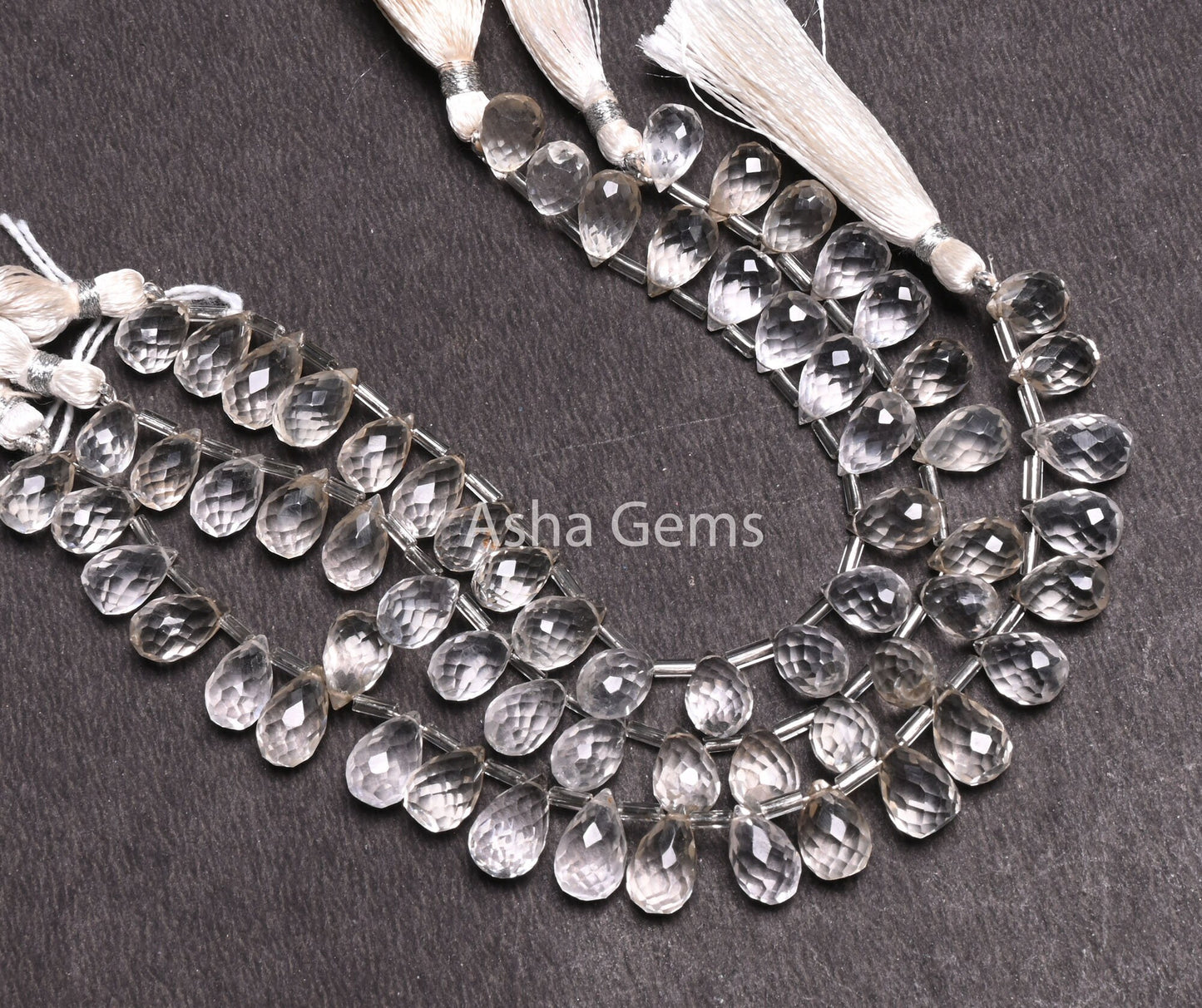 AAA Quality Crystal Quartz Faceted Drop Shape Beads,7"Natural White Crystal Side Drill Teardrop Gemstone Briolette Beads Jewelry Making SALE