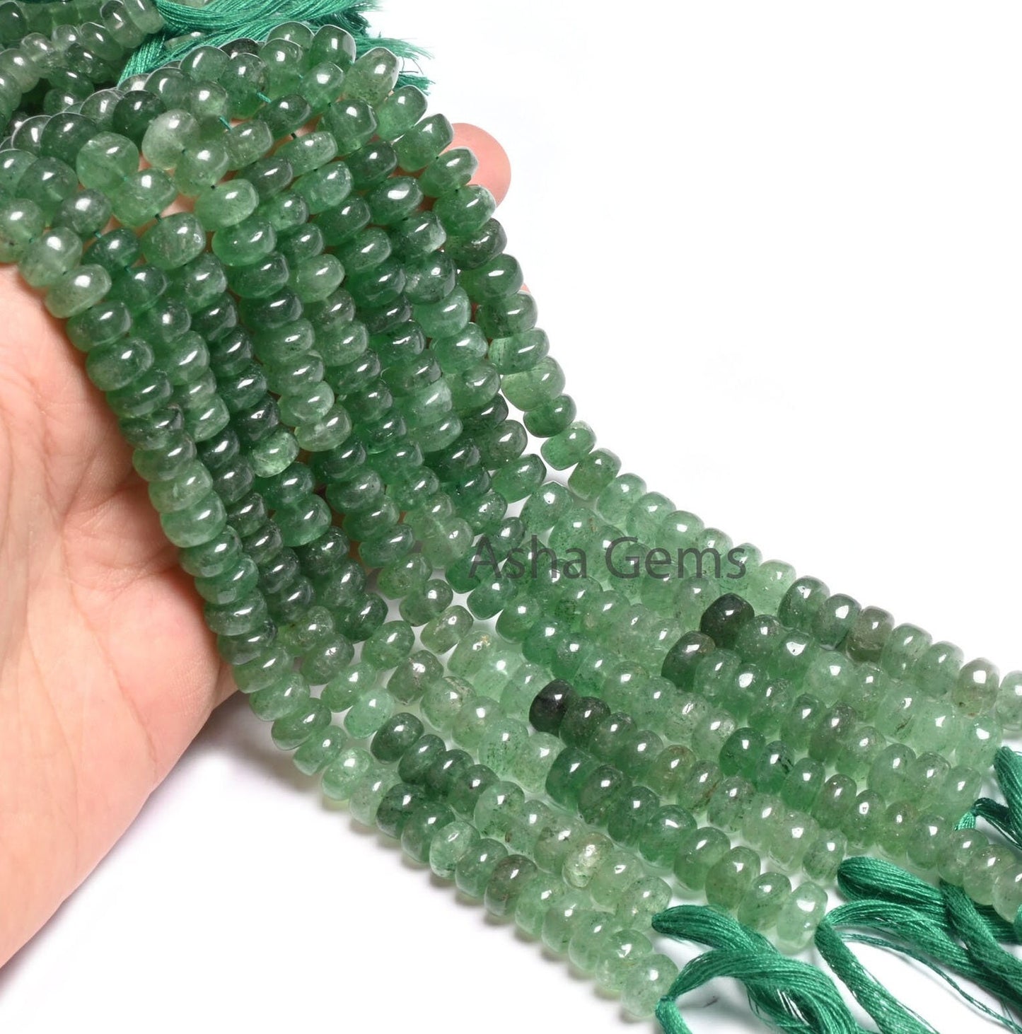Fine Shaded Green Strawberry Quartz Rondelle Shape Beads,10"Natural Strawberry Quartz Handmade Smooth Gemstone Loose Bead Jewelry Craft SALE