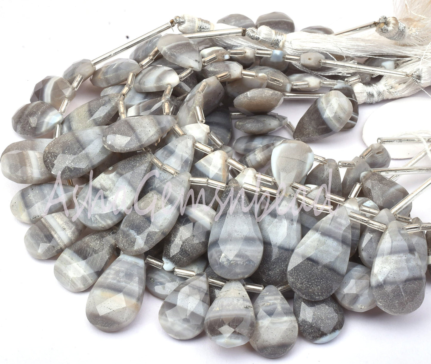 Grey Banded Agate Faceted Pear Shape Beads ,Boulder Agate Teardrop Gemstone Bead Faceted Briolette, Agate Beads Fancy Jewelry Craft Jewelry