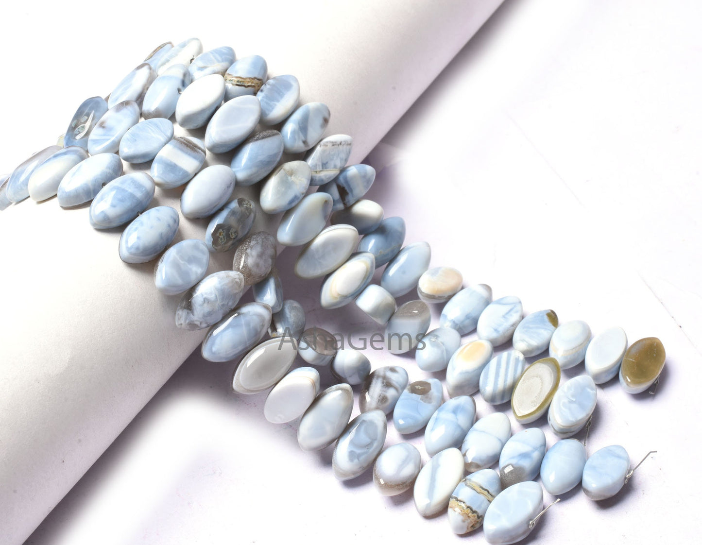 Blue Boulder Opal Center Drill Marquise Beads, Opal Smooth Beads,8"Strand Boulder Opal Plain Flat Table Marquise Gemstone Beads Jewelry SALE