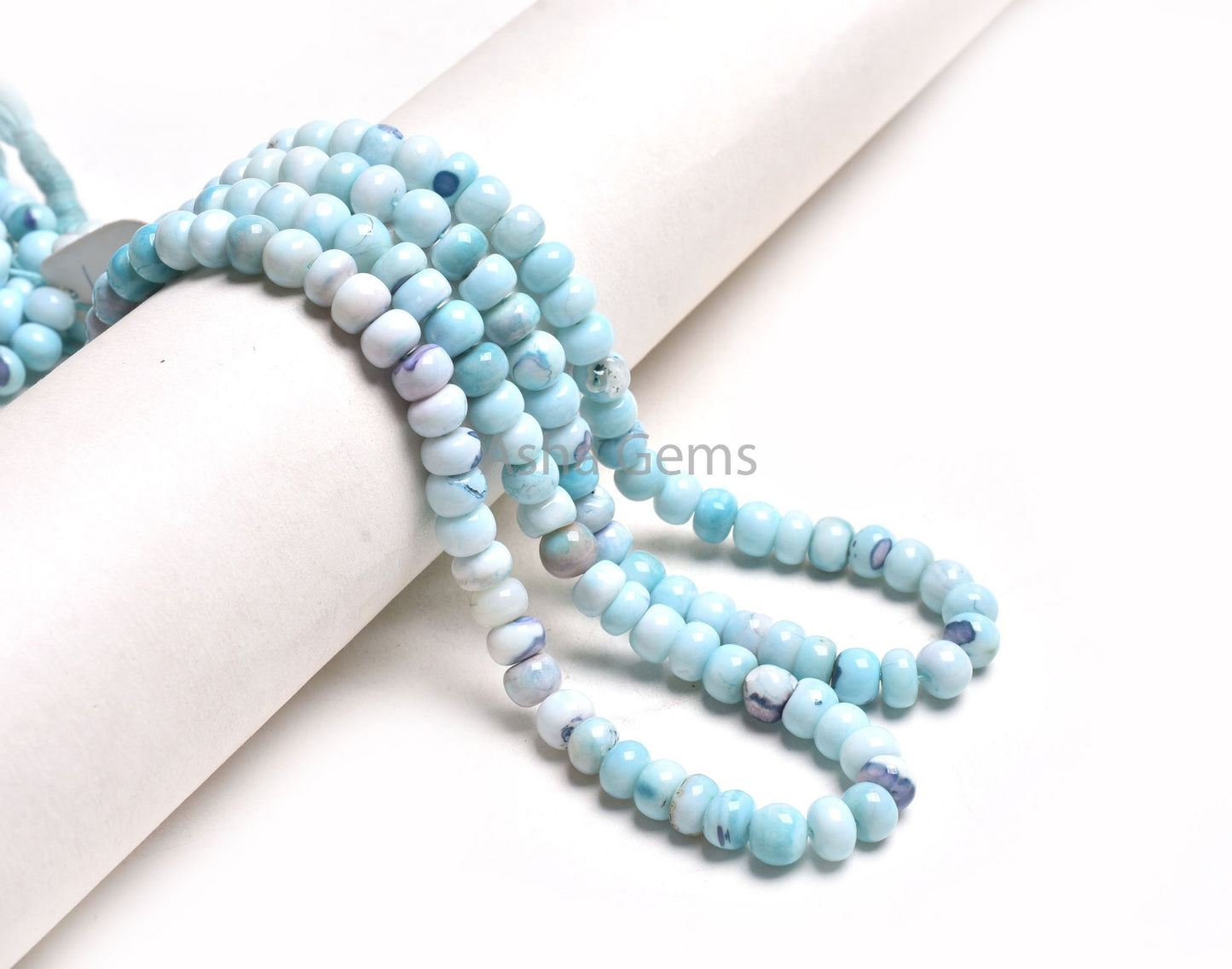 Beautiful Blue Opal Smooth Rondelle Shape Beads,8 mm Shaded Blue Opal Plain Roundelle Gemstone Beads opal Strand For Jewelry Handicraft SALE