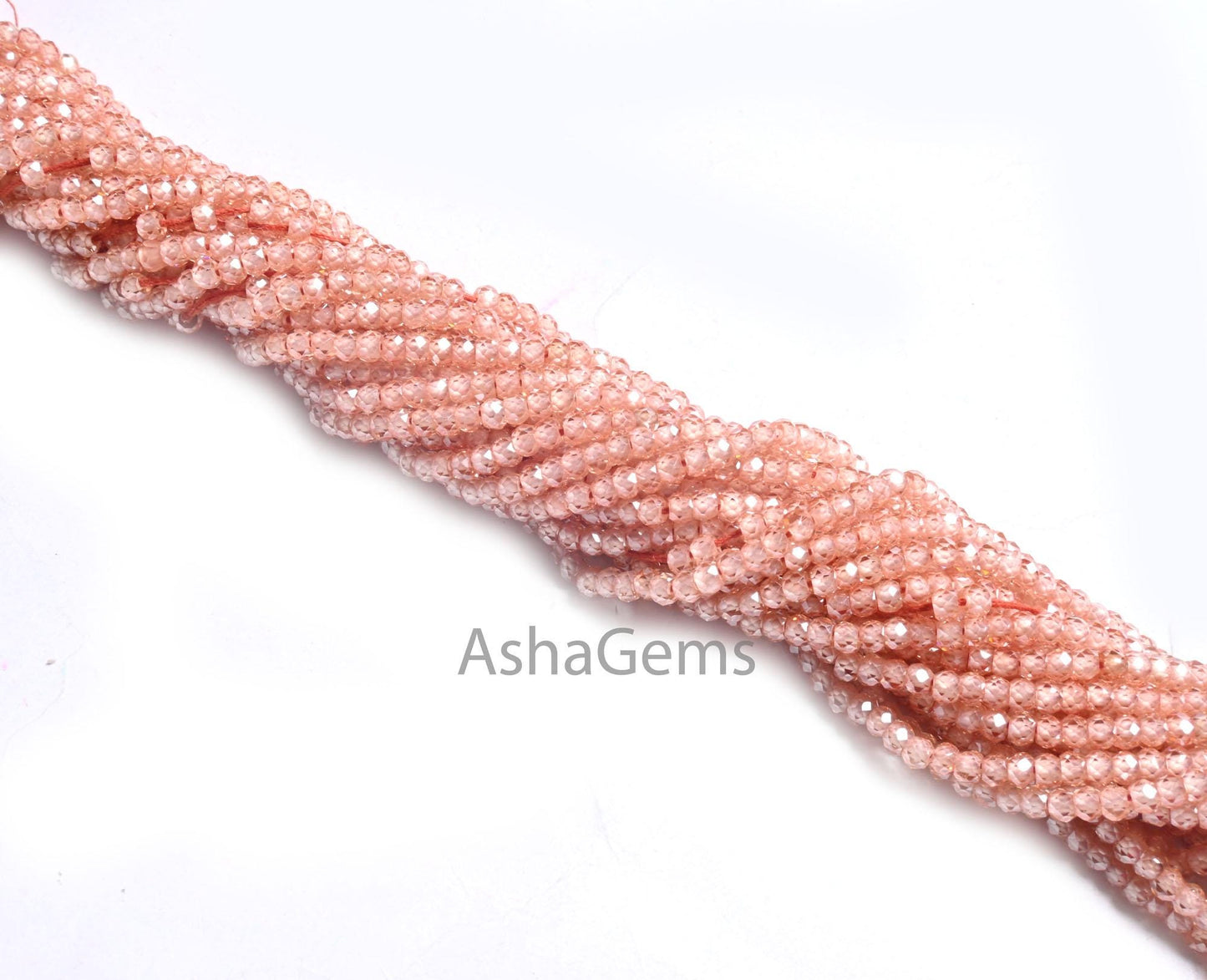Beautiful Light Imperial Brown Zircon Micro Cut Rondelle Beads,13" AAA Quality Cubic Zircon Faceted Machine Cut Gemstone Beads Jewelry Craft