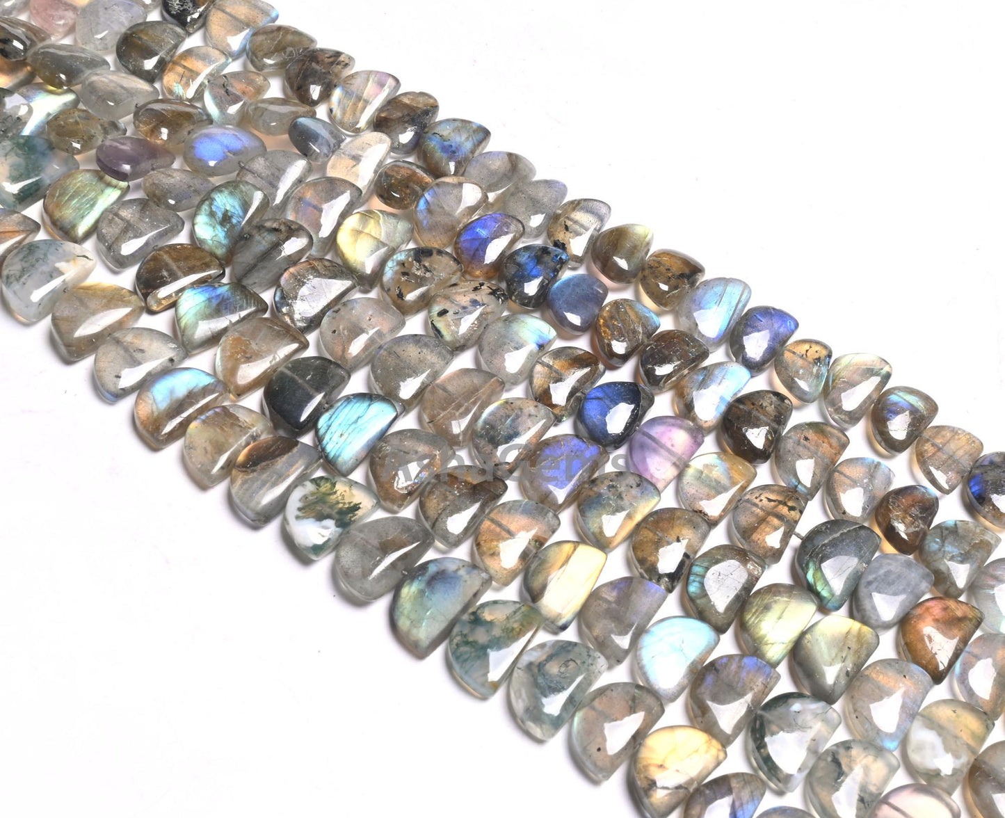 Natural Flash Labradorite Fancy D Shape Smooth Beads,8.5" Multi Fire labradorite half Moon Smooth Handmade Gemstone Bead Jewelry Crafts SALE