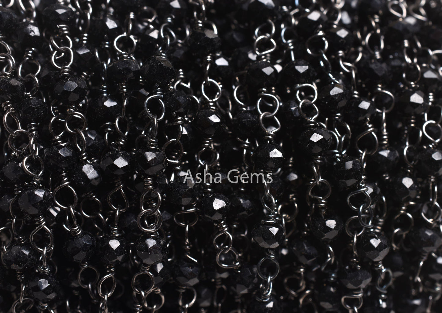 3,5,10,25,50 Feet,Gunmetal Black Spinel Hydro Faceted Rondelle Beaded Rosary Chain,Jewelry Making, Finding, Wire Wrapped Chain,3-3.5mm,Chain