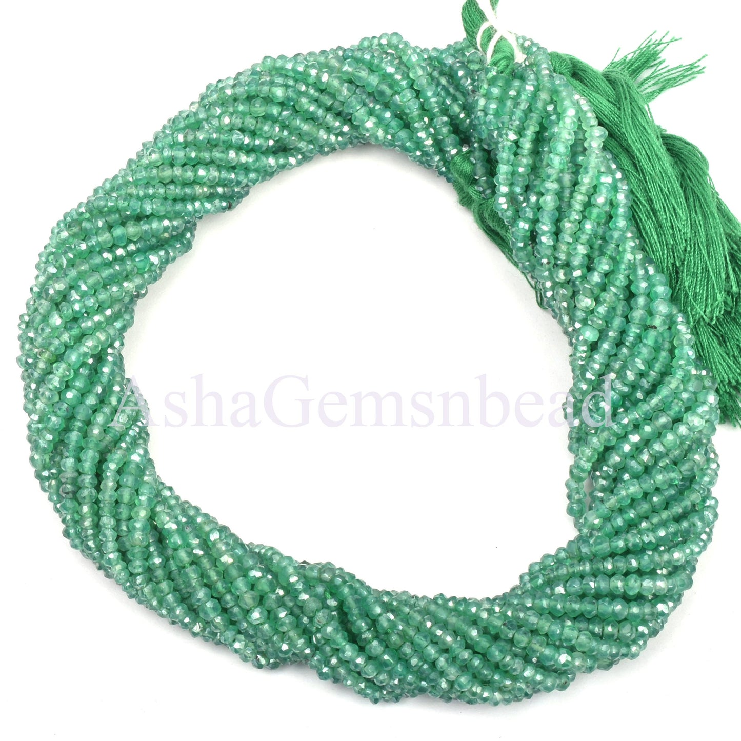 13"Strand Green Onyx Silver Coated Faceted Rondelle Gemstone Beads, AAA Quality Onyx Indian Cut Rondelle Beads Jewelry Making Craft SALE