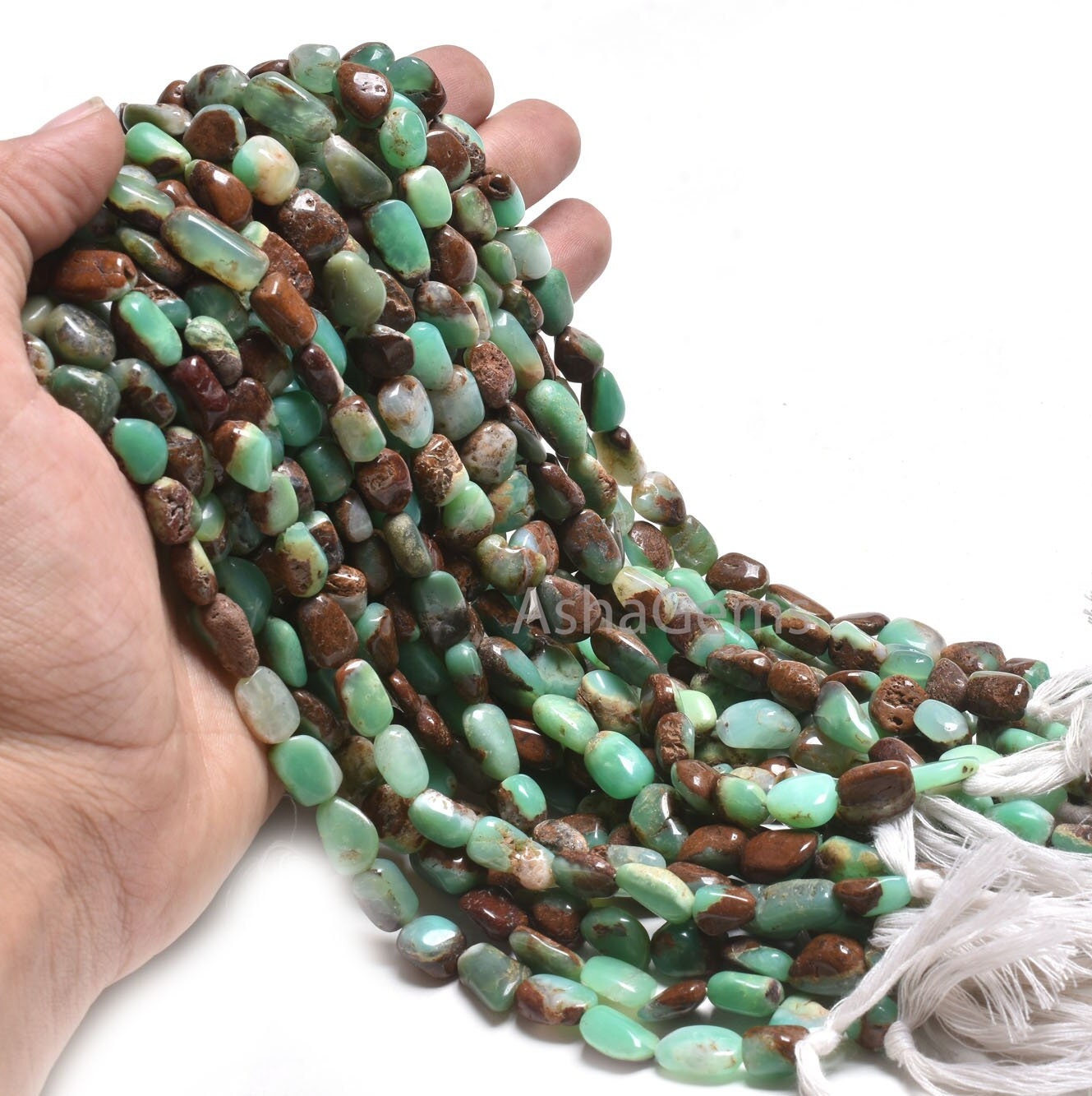 Fine Quality Bio Chrysoprase Smooth Nugget Shape Beads, Shaded Chrysoprase Handmade Tumble Gemstone Beads, Natural Chrysoprase Beads Jewelry