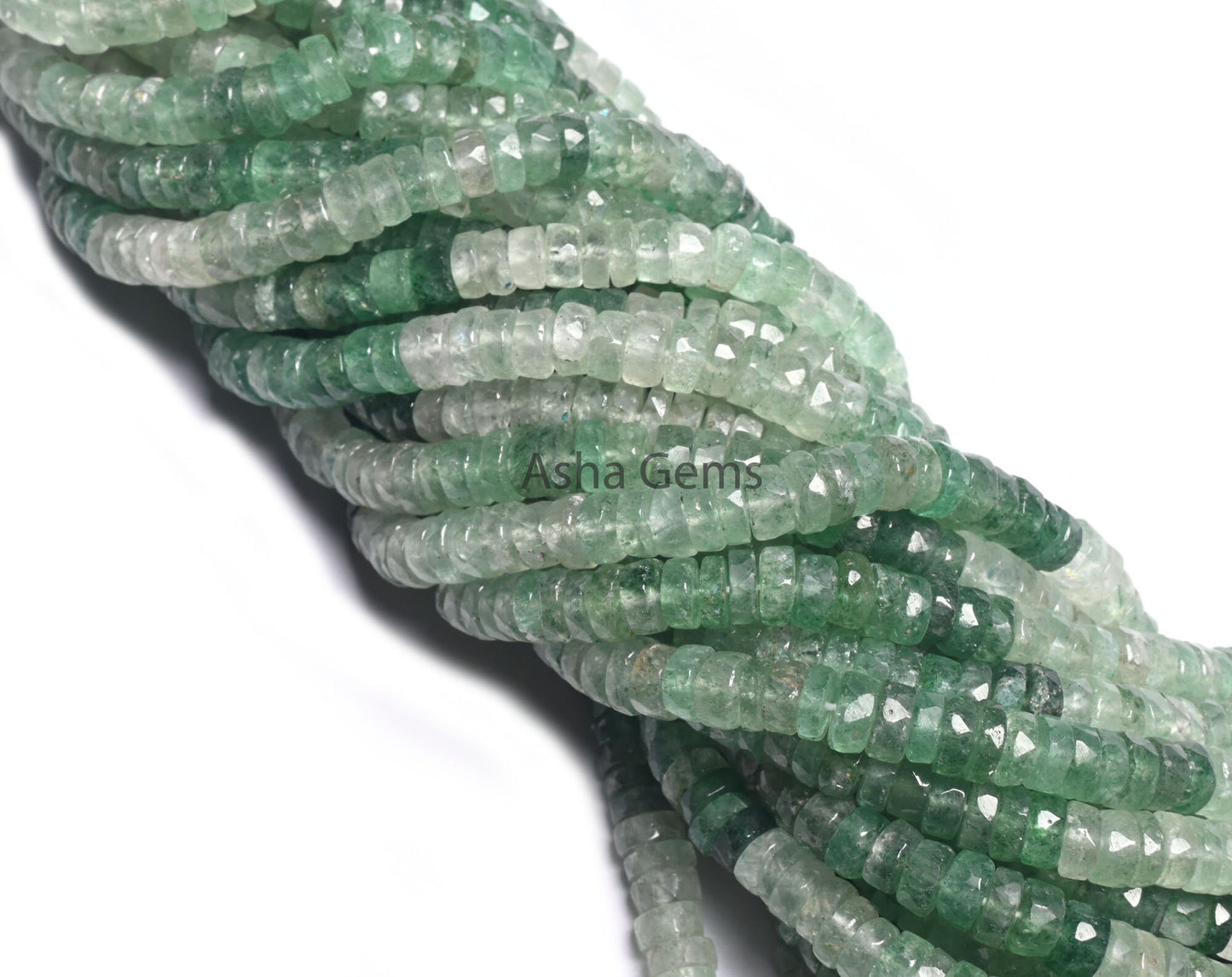 6 mm Beautiful Strawberry Quartz Faceted Flat Tyre Heishi Gemstone Beads, Fine Natural Shaded Green Strawberry Indian Cut Wheel Bead Jewelry