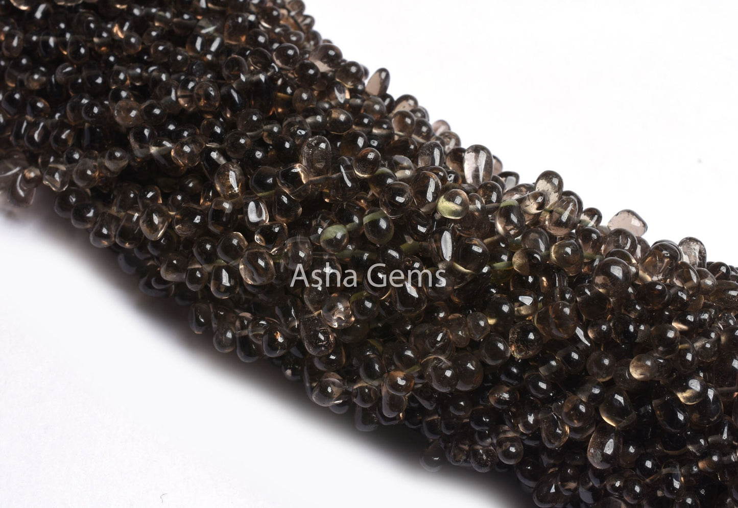 13" Strand Smoky Quartz Smooth Drops Gemstone Beads, Natural Smoky Handmade Uneven Teardrop Side Drill Bead, Fine Smoky Bead Jewelry Crafts