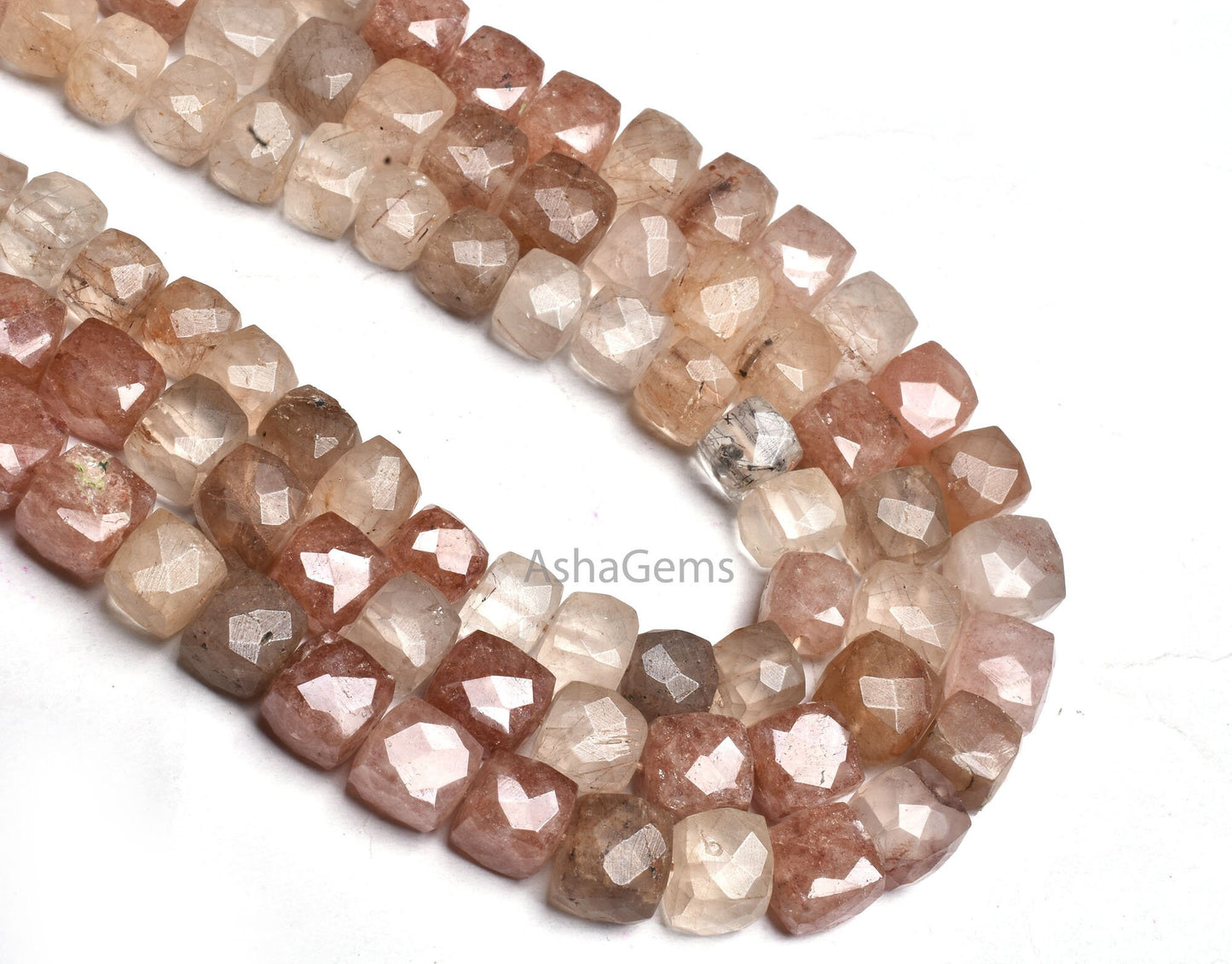 Natural Rutile faceted Box shape gemstone beads,8" Strand Multi Rutile Beads, golden Rutile Copper rutile 3D Cube box beads For Jewelry SALE