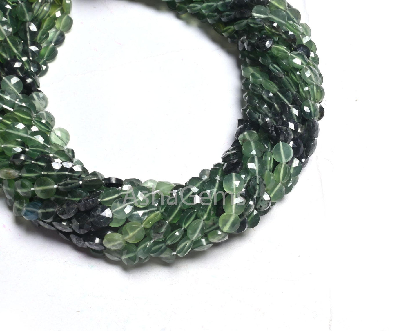 6 mm AAA Serpentine Faceted Coin Shape Gemstone Loose Beads, Shaded Green Serpentine Machine Cut Coin Serpentine Beads Jewelry Makings Craft
