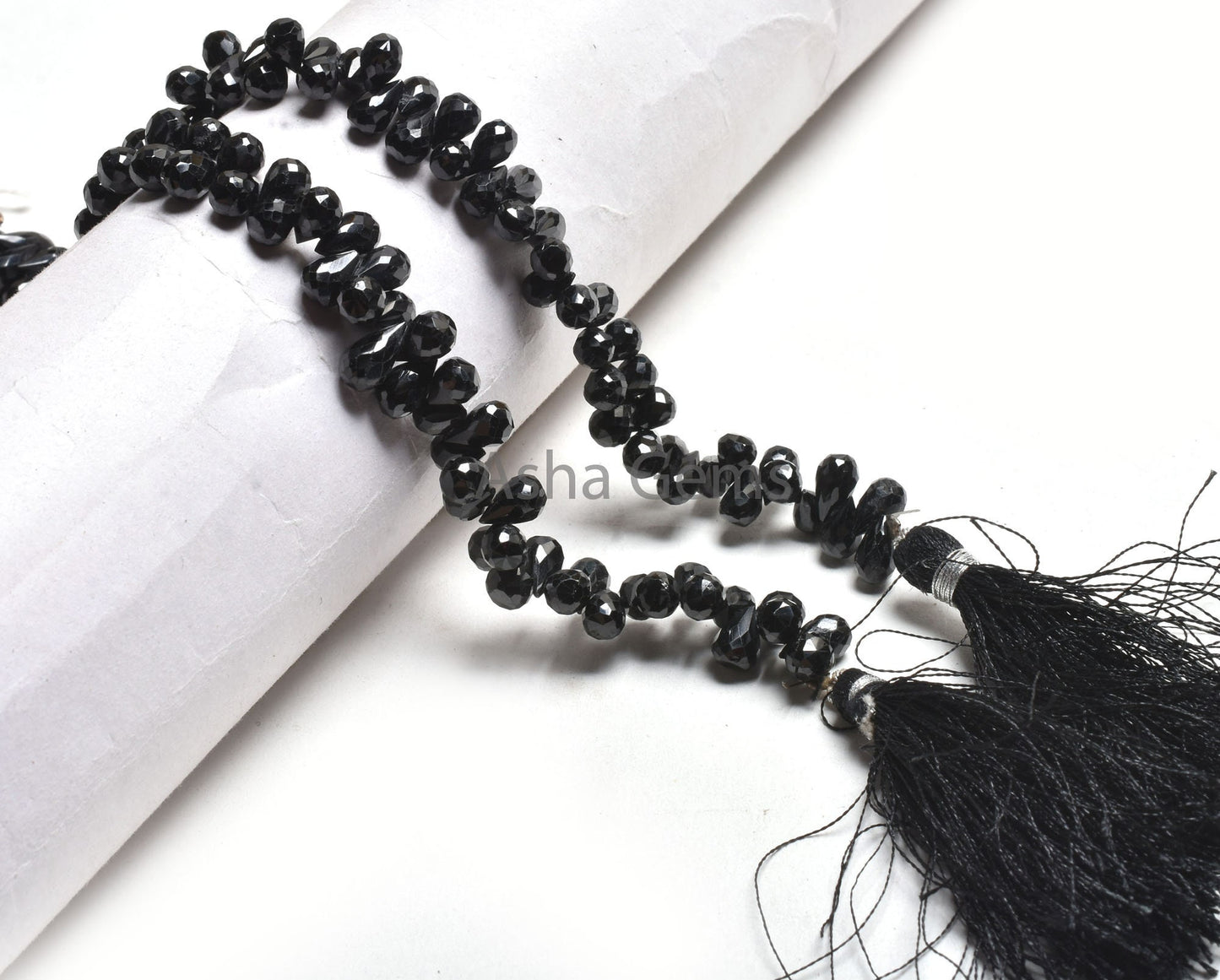 Natural Black Spinal Drops Shape Beads, Black Spinal Faceted Teardrops Beads,8 " AAA Black Spinal Drops Briolette Side Drill Beads Jewelry
