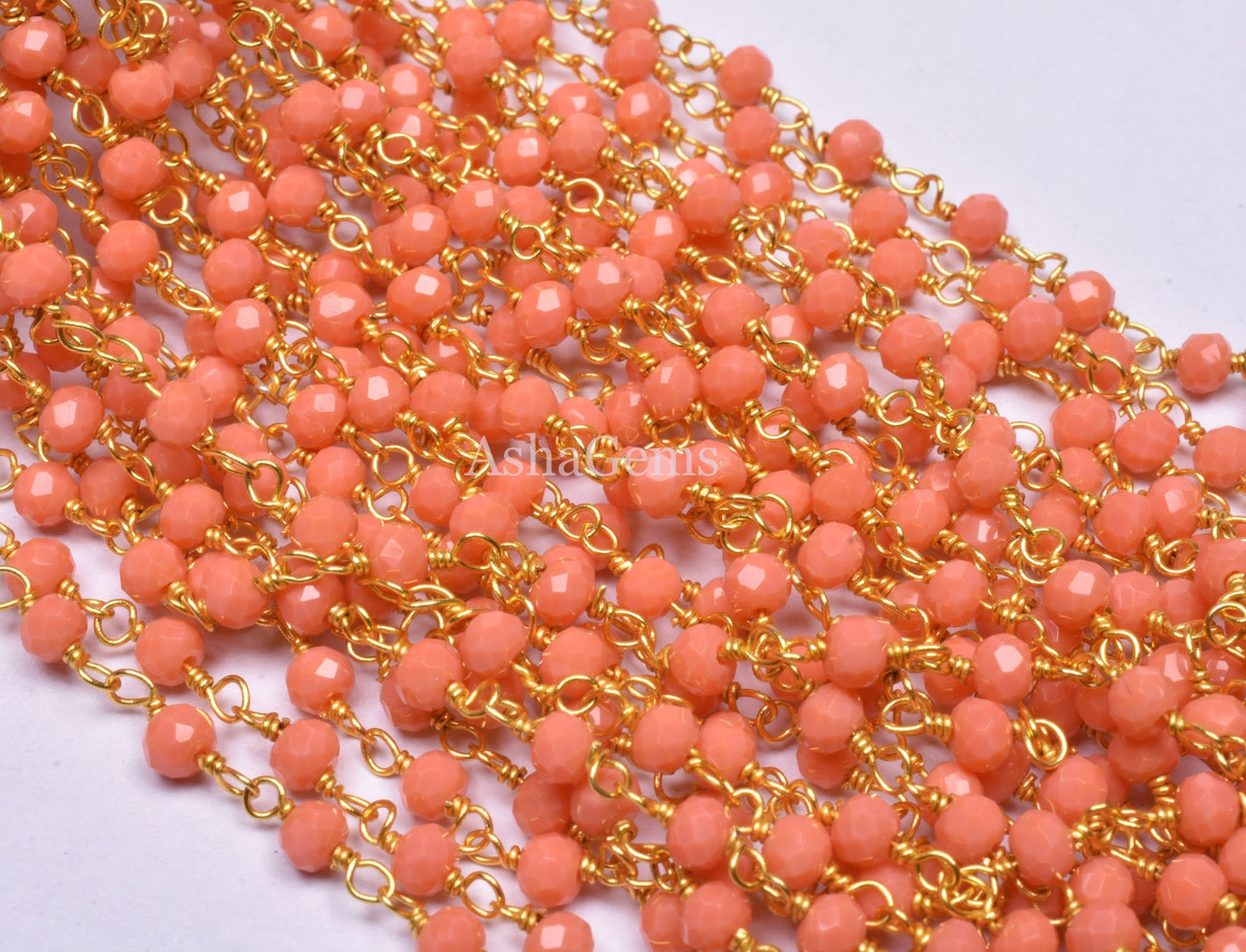 Amazing Orange Carnelian Hydro Faceted Beads Rosary Chain,3-3.5mm Rondelle Beaded Gold Plated Wire Wrapped Handmade Chain Jewelry Making Craft SALE