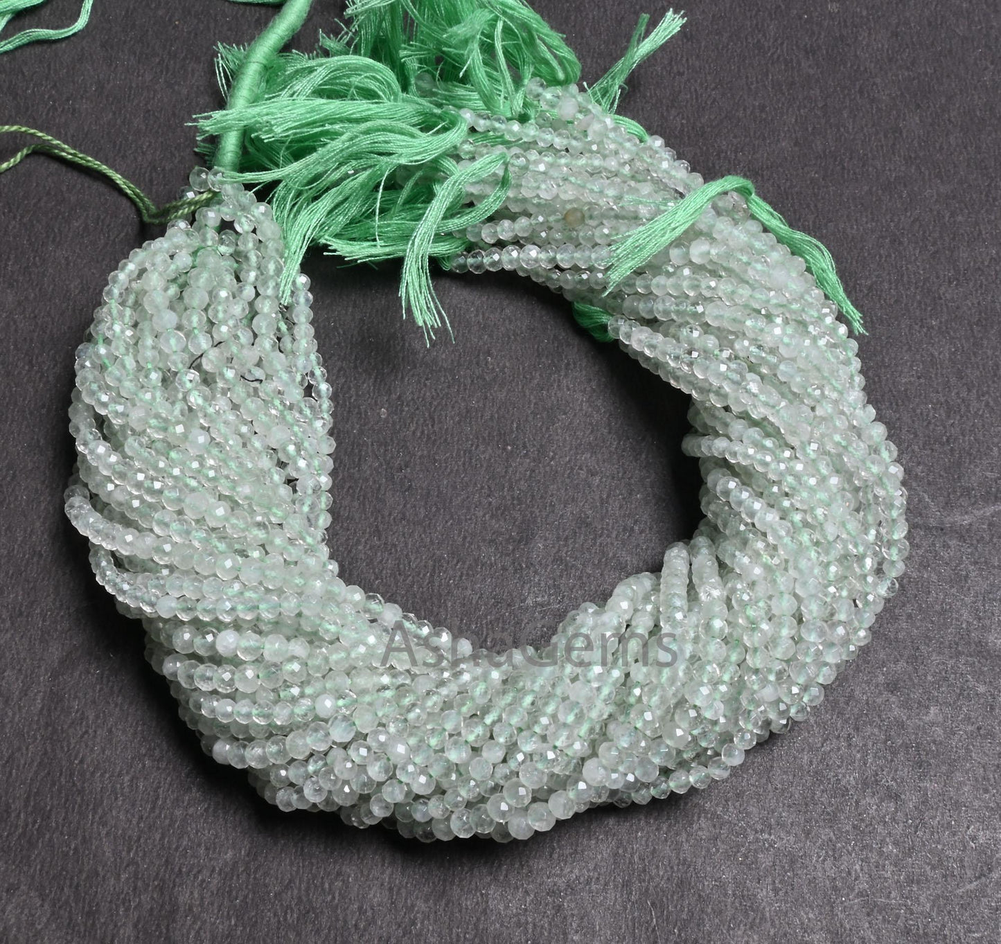 Beautiful Green Amethyst faceted machine cut Rondelle Gemstone Loose Beads,12.5" Fine Natural Green Amethyst Micro Cut Beads Jewelry Crafts