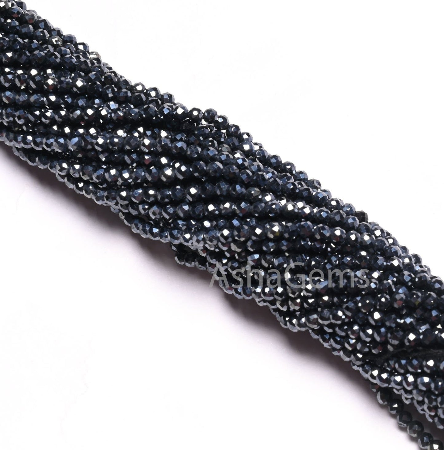 2.2 mm Black Spinel Silver Coated Micro Cut Rondelle Gemstone Tiny Beads,13"Coated Spinel Faceted Machine Cut Spinal Bead Jewelry Craft SALE