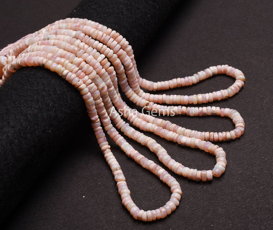 Pretty Pink Opal Wheel Shape Beads, Shaded Pink Opal Smooth Uneven Tyre Gemstone Handmade Beads, Pink Opal Beads Jewelry Making Crafts SALE