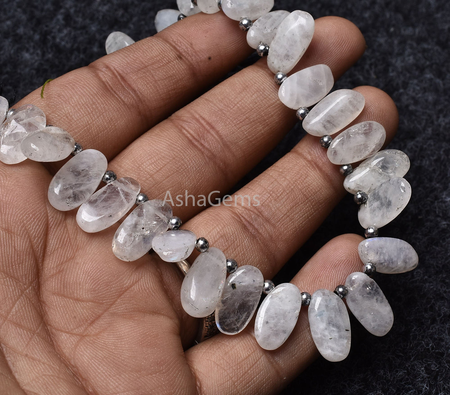 Natural Rainbow Moonstone Smooth Gemstone Beads, Beautiful Uneven Oval Shape Beads Side Drill Oval Beads Blue Fire Rainbow Bead Jewelry SALE