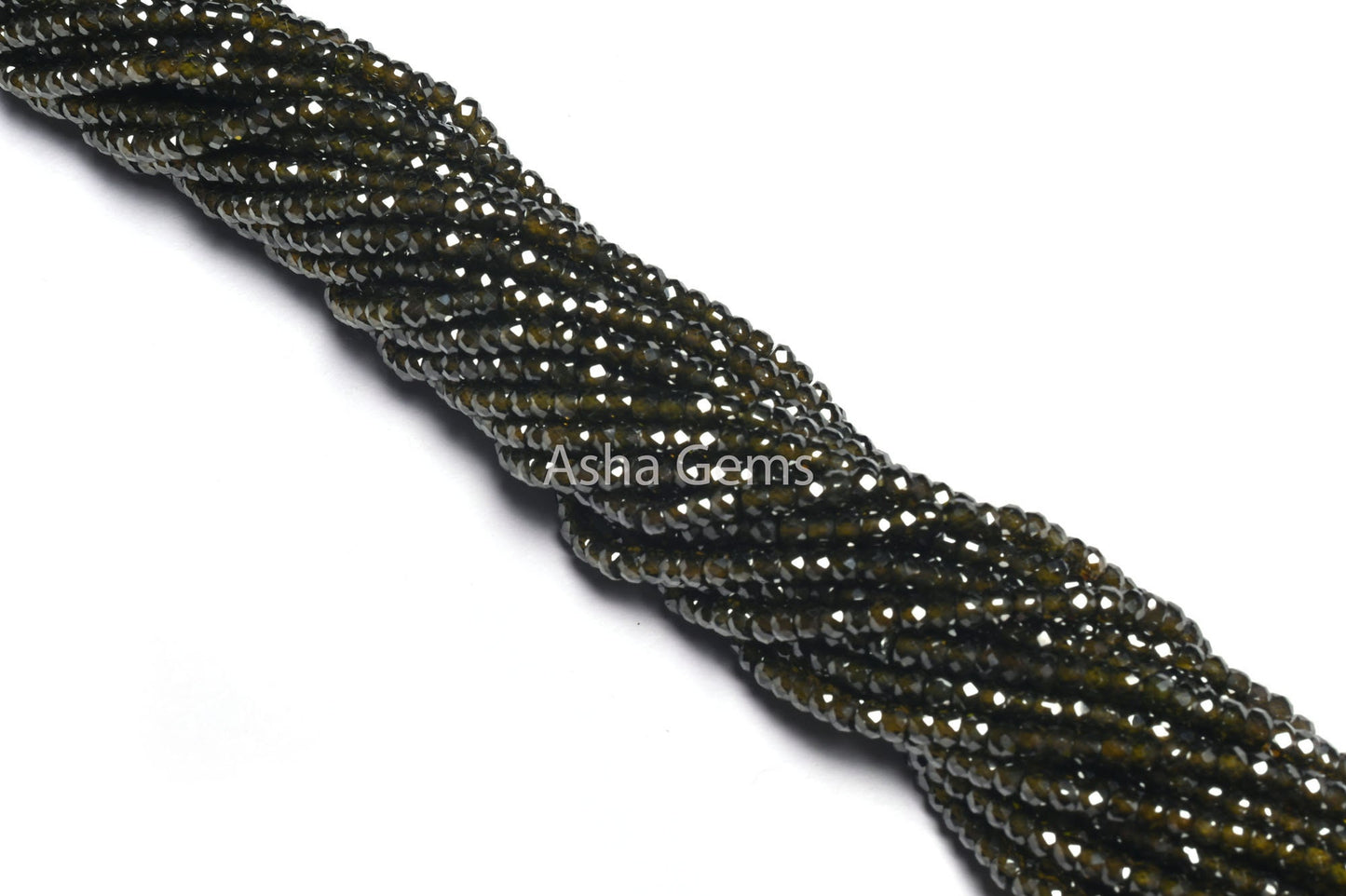 13" Strand Zircon Faceted Beads,3 mm Green Cubic Zirconia Micro Faceted Beads, AAA Hina Green Zircon Machine Cut Rondelle Beads Jewelry SALE
