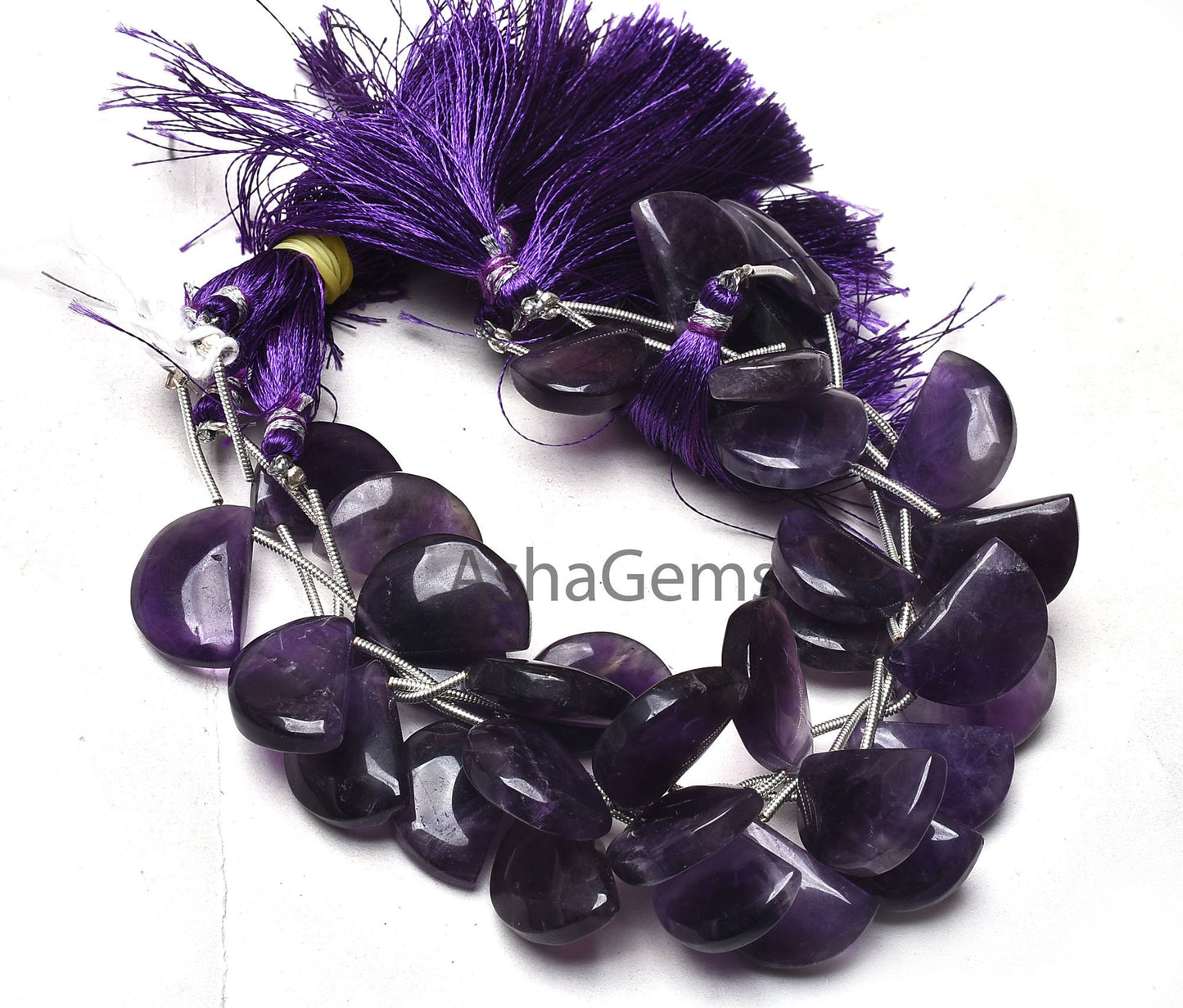 Natural Purple Amethyst Smooth Fancy Shape Beads,7"Strand African Amethyst Fancy D Shape Bead Gemstone Amethyst half Moon Beads Jewelry SALE