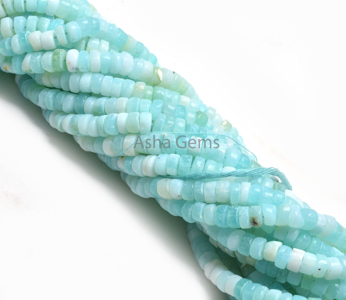 Peru Blue Opal Smooth Tyre Shape Beads,6mm Peru Boulder Opal Plain Beads,12.5" Sky Blue Opal wheel Shape Beads, Opal Bead Jewelry Craft SALE