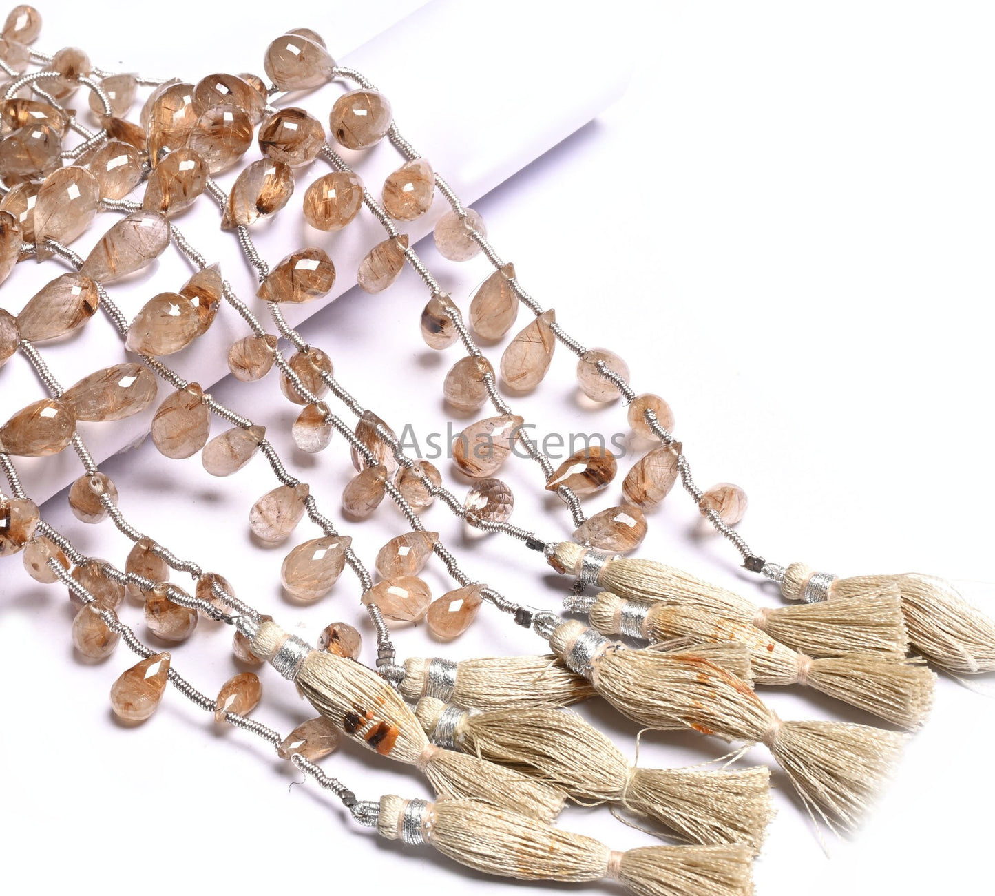 Fine Quality Copper Rutile Faceted Drop Shape Beads, Natural Rutile Quartz Teardrop Briolette Side Drill Gemstone Beads Jewelry Making Craft