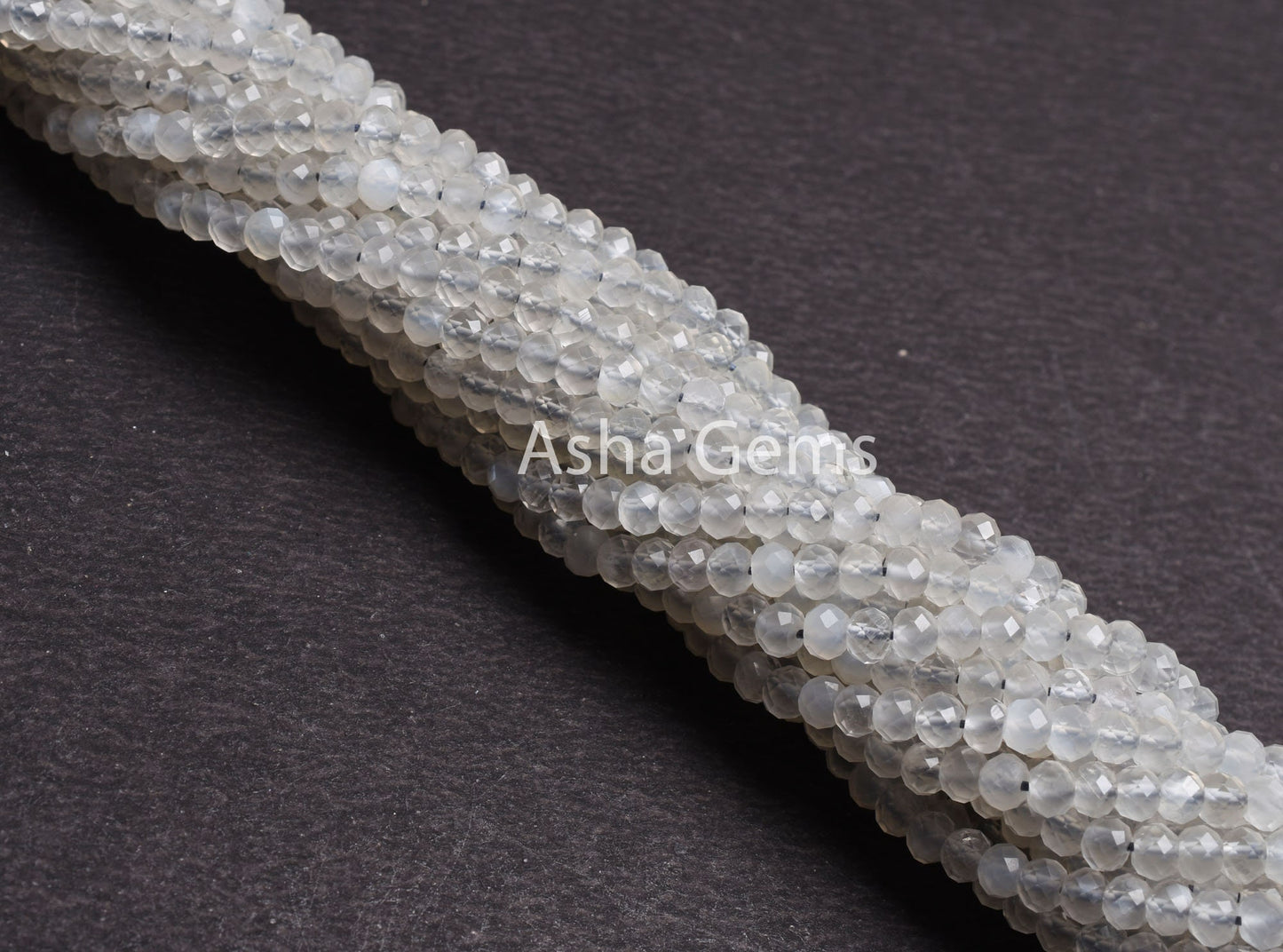4.25 mm AAA White Moonstone Micro Cut Faceted Rondelle Beads,Top Quality Moonstone Bead,13.5" Rare Translucent White Moonstone Bead Jewelry