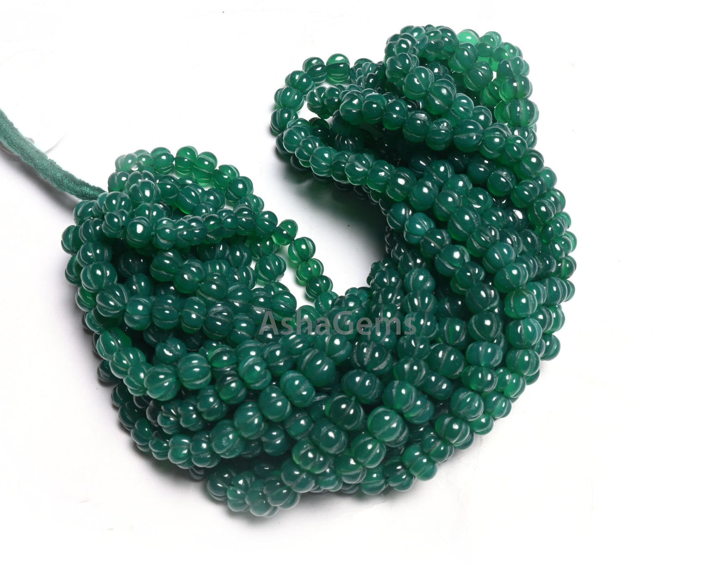 Green Onyx Carving Pumpkin Beads,16" Onyx Carved Watermelon Beads, Onyx Gemstone Carve Melon Beads, Green Onyx Carved Rondelle Beads Jewelry