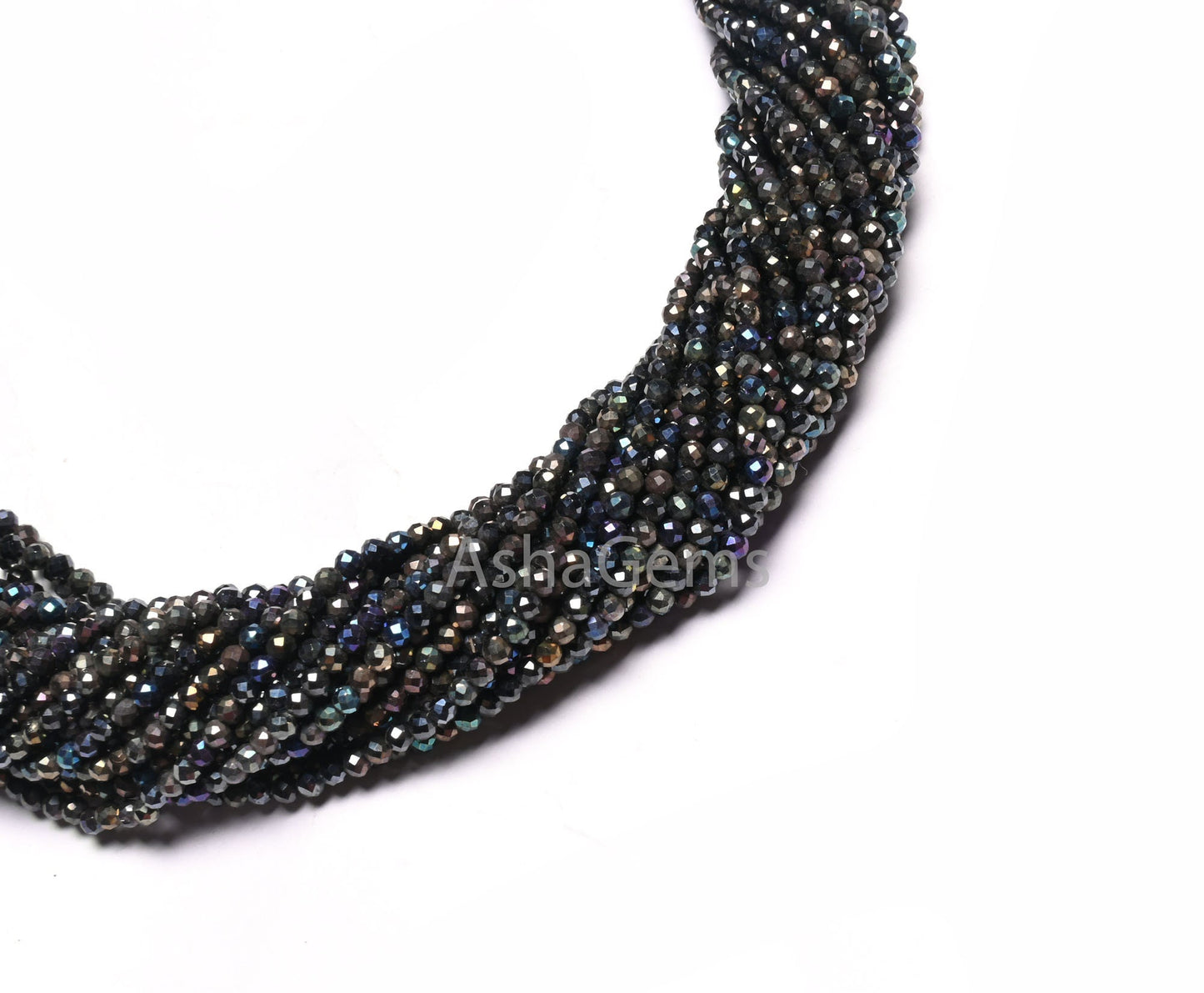 Natural Black Spinal Mystic Coated Micro Cut Tiny Gemstone Loose Beads, Spinel Disco Coated Faceted Rondelle Bead Spinal Jewelry Crafts SALE