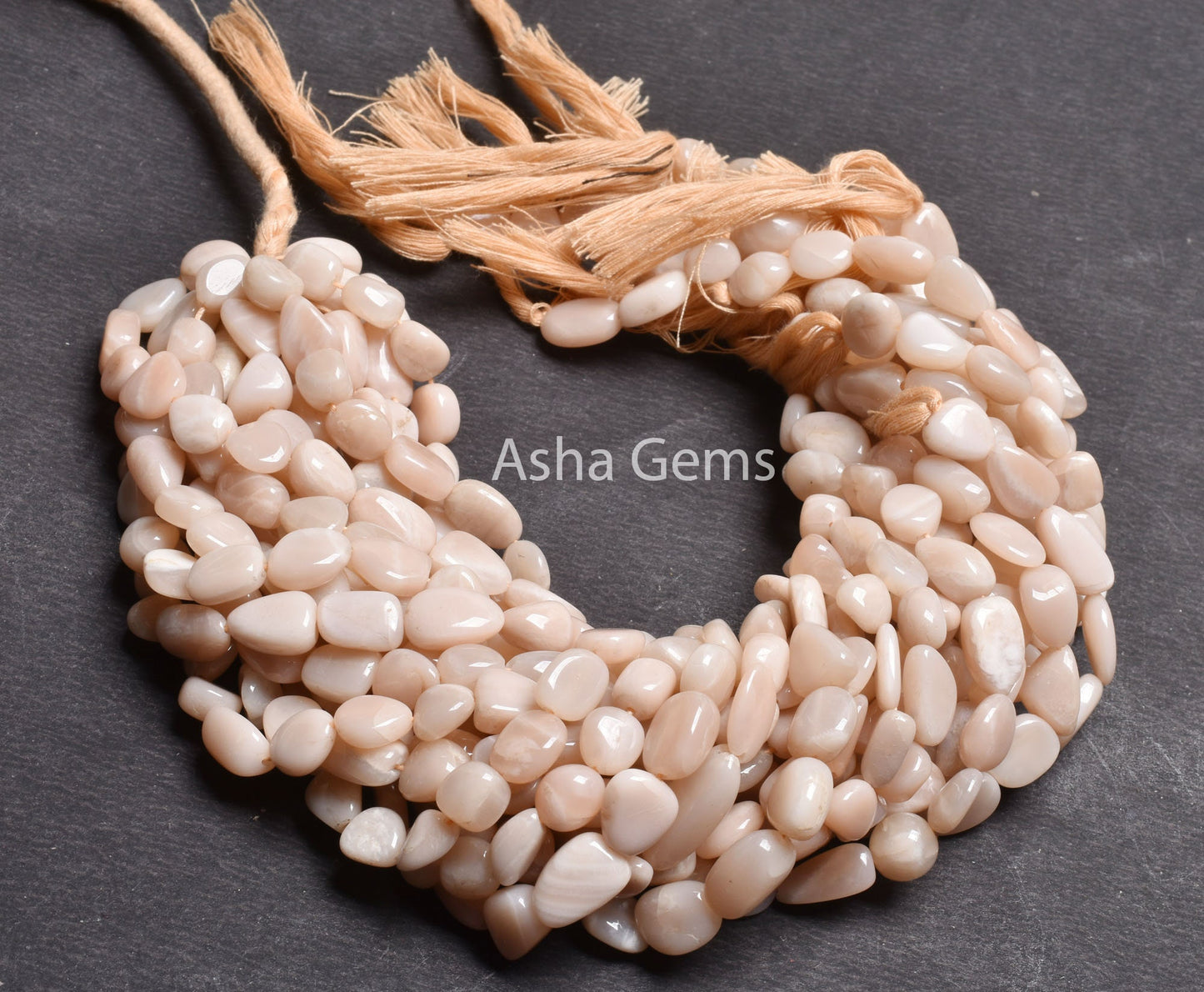 13" Strand Natural Peach Moonstone Nugget Shape Beads, Light Pink Moonstone Smooth Handmade Tumble Beads Jewelry Making Craft Moonstone Bead