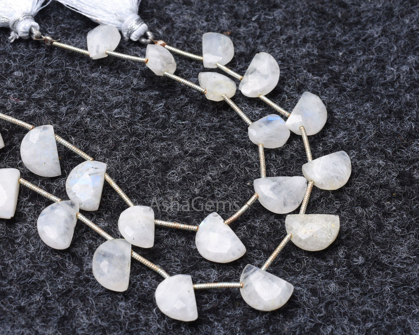Natural rainbow Moonstone Fancy D Shape Gemstone Beads, Flashy White rainbow Moonstone Faceted Half Moon Briolette Beads Jewelry Craft Sale