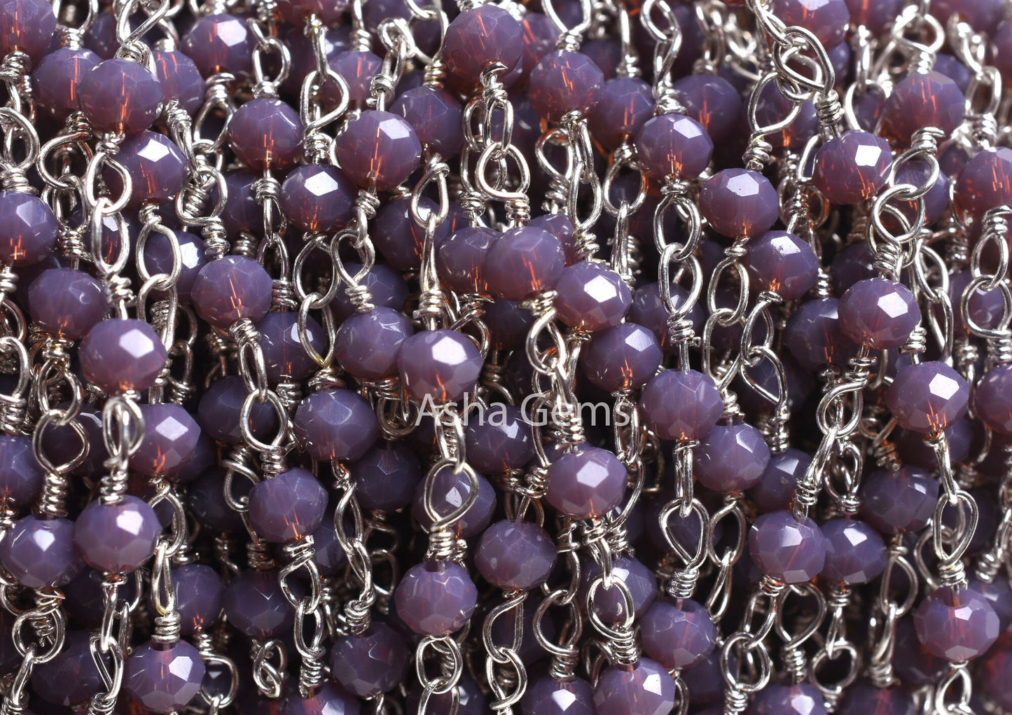 Rosary Chain AAA Dark Lavender Hydro Rondelle Faceted Micro Cut Beads Chain Silver Plated Wire Wrap Jewelry Making Chain Rosary Crafts SALE