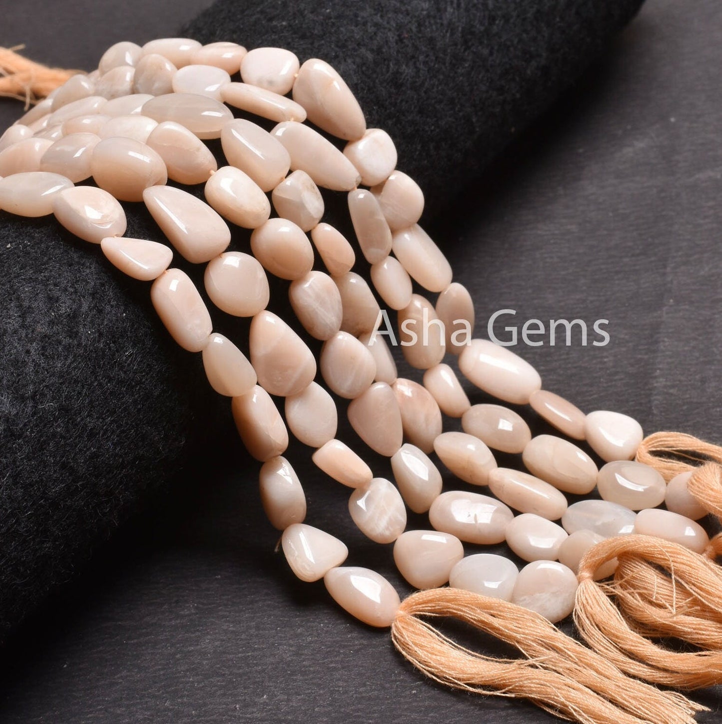 13" Strand Natural Peach Moonstone Nugget Shape Beads, Light Pink Moonstone Smooth Handmade Tumble Beads Jewelry Making Craft Moonstone Bead